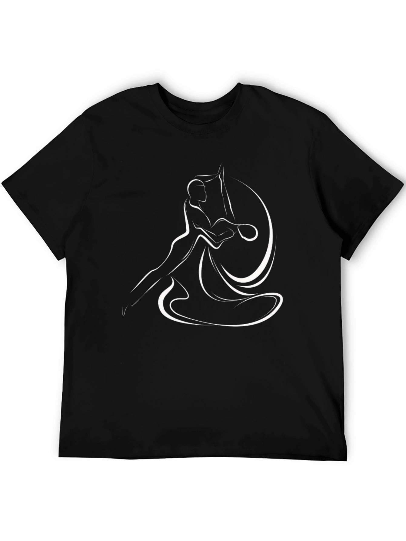 Elegant Tennis Player Graphic Tee - Black