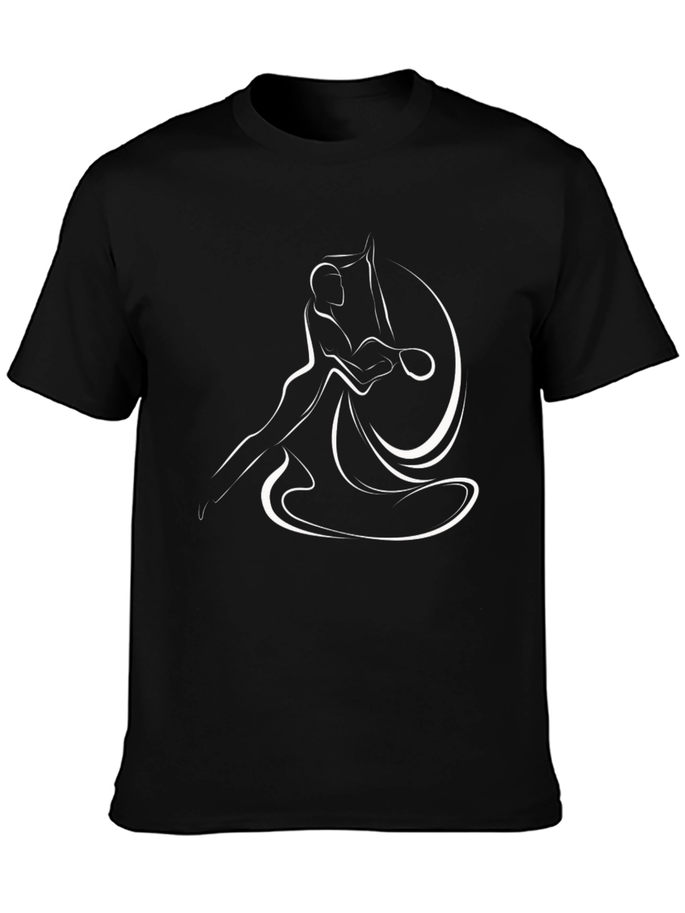 Elegant Tennis Player Graphic Tee - Black