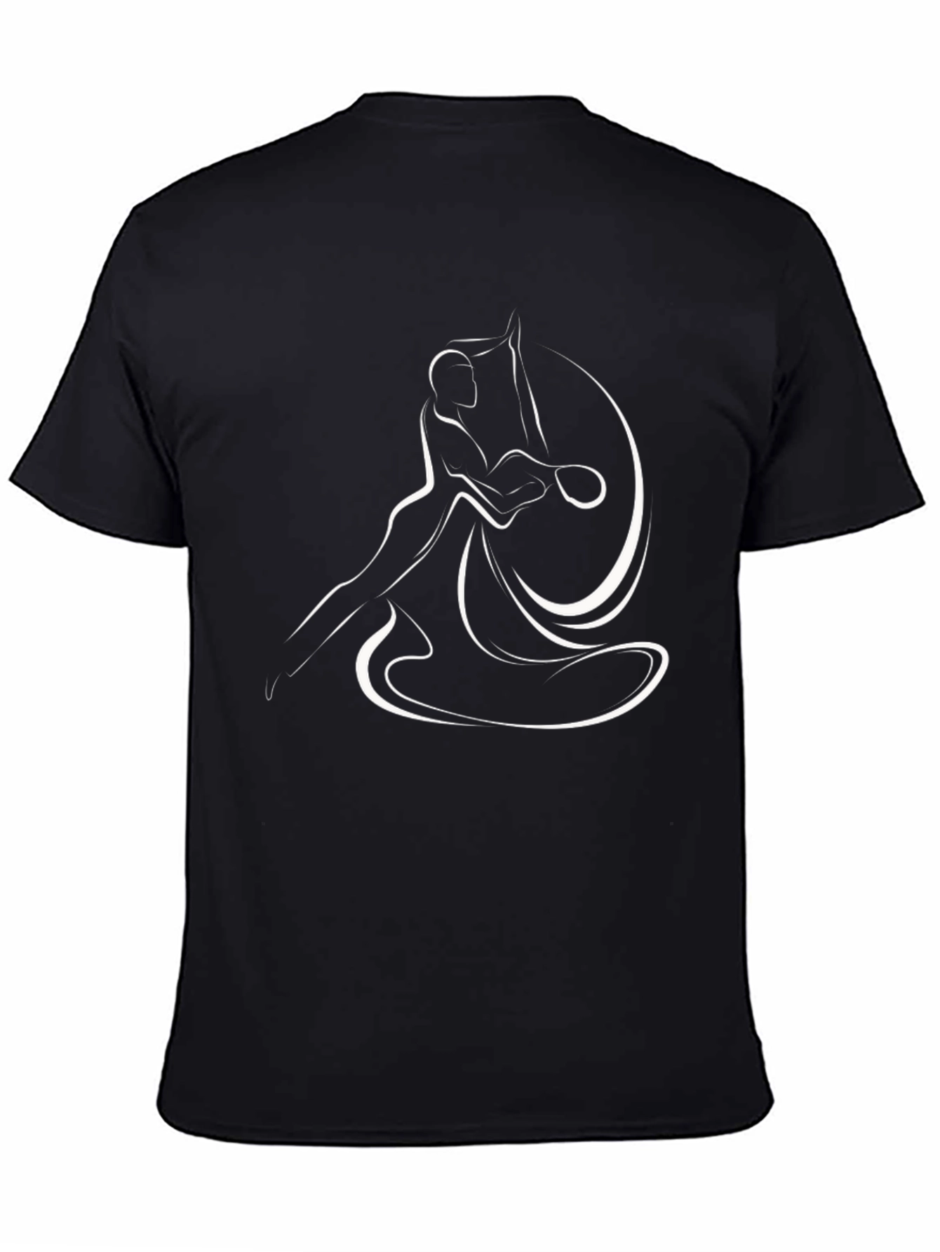 Elegant Tennis Player Graphic Tee - Black