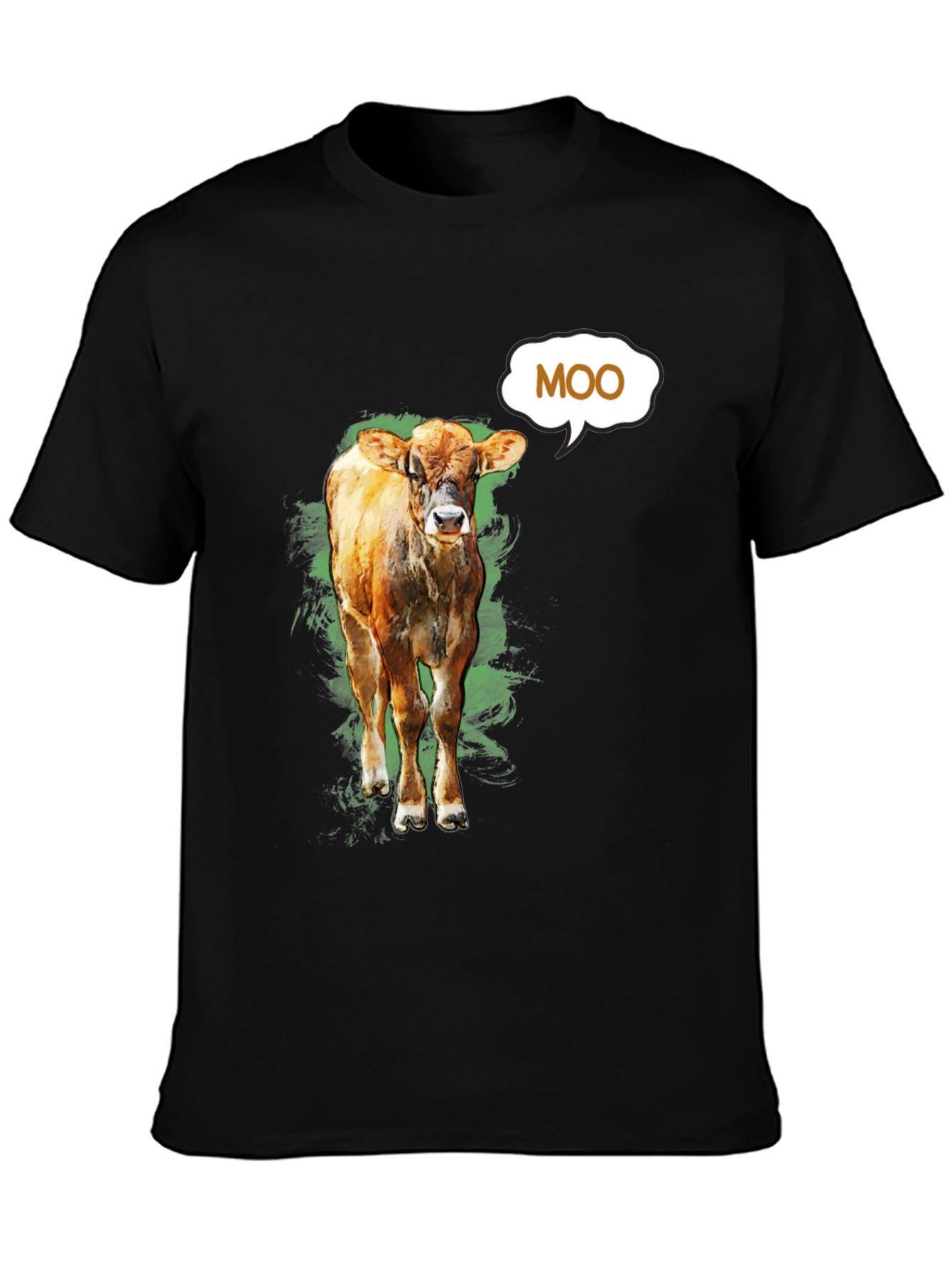 Moo Cow Graphic Tee - Black Cotton T-Shirt