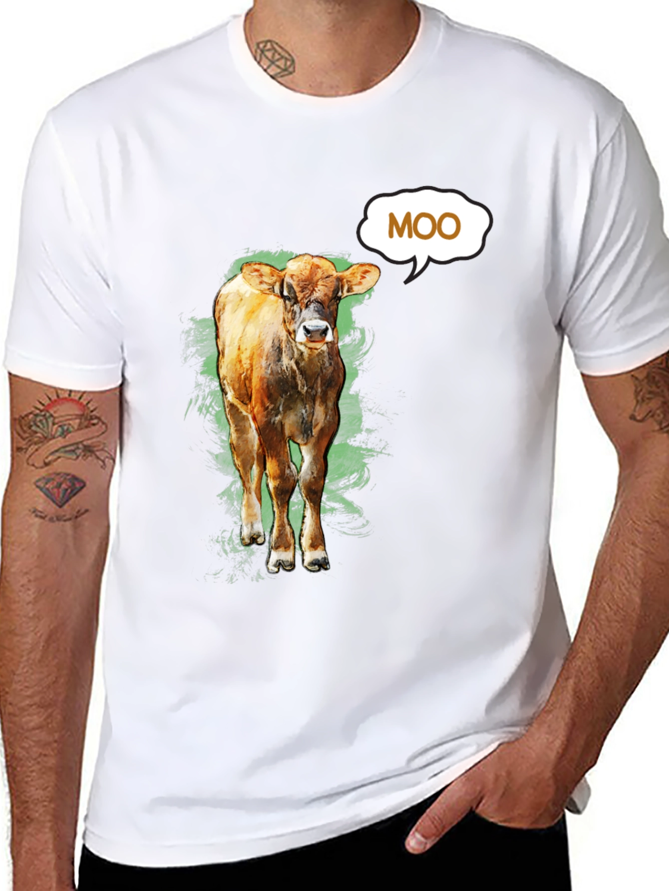 Moo Cow Graphic Tee - Black Cotton T-Shirt