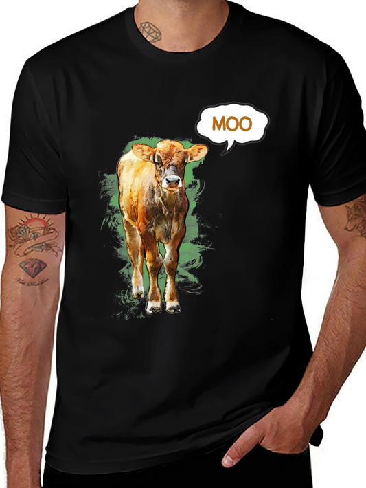 Moo Cow Graphic Tee - Black Cotton T-Shirt