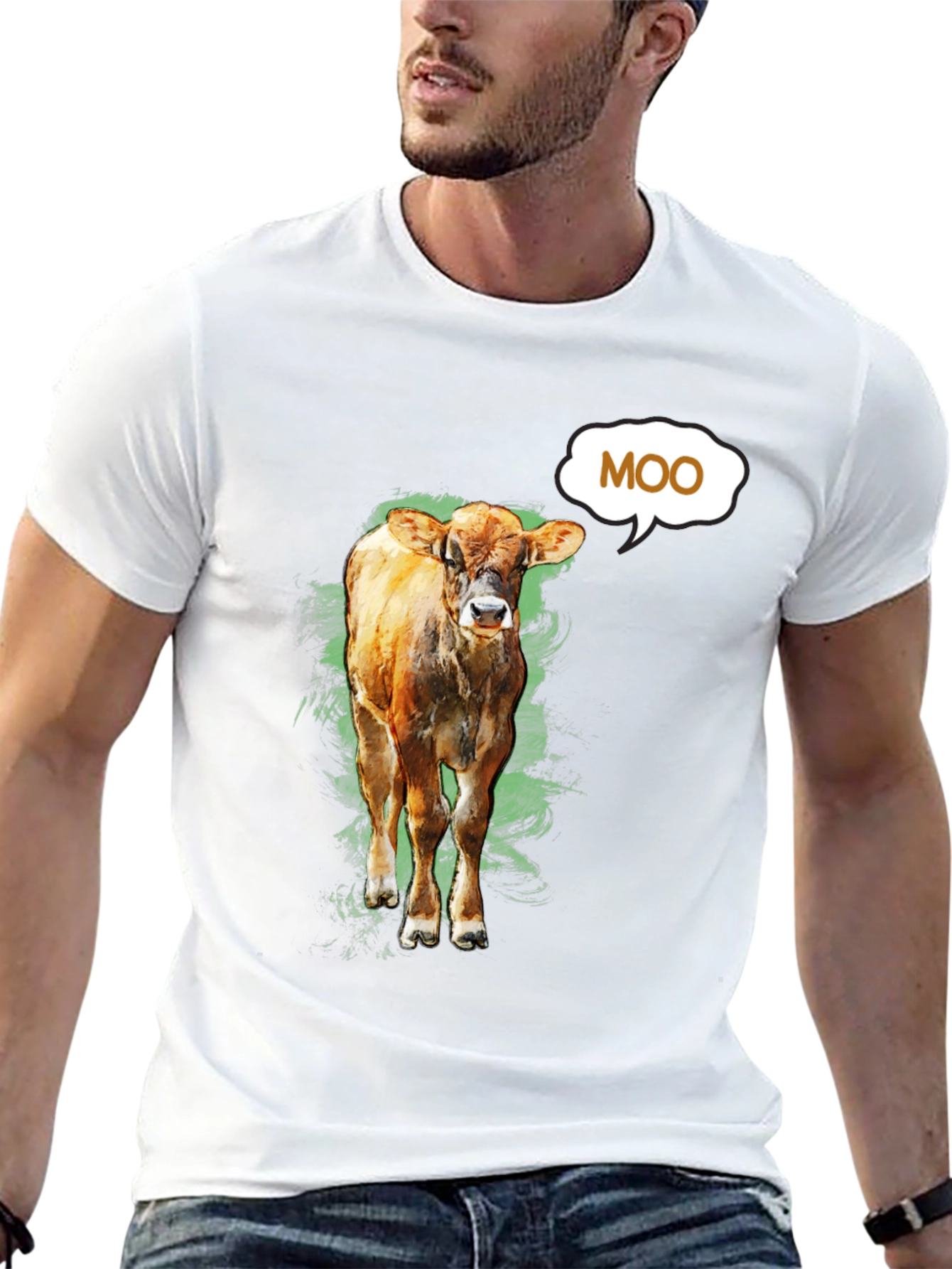 Moo Cow Graphic Tee - Black Cotton T-Shirt