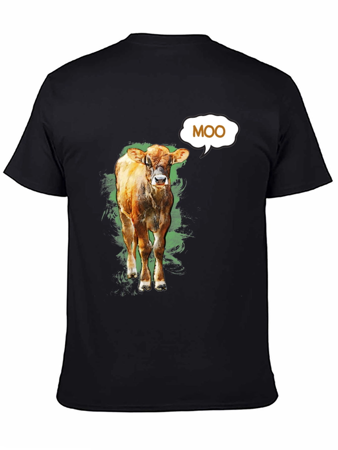 Moo Cow Graphic Tee - Black Cotton T-Shirt