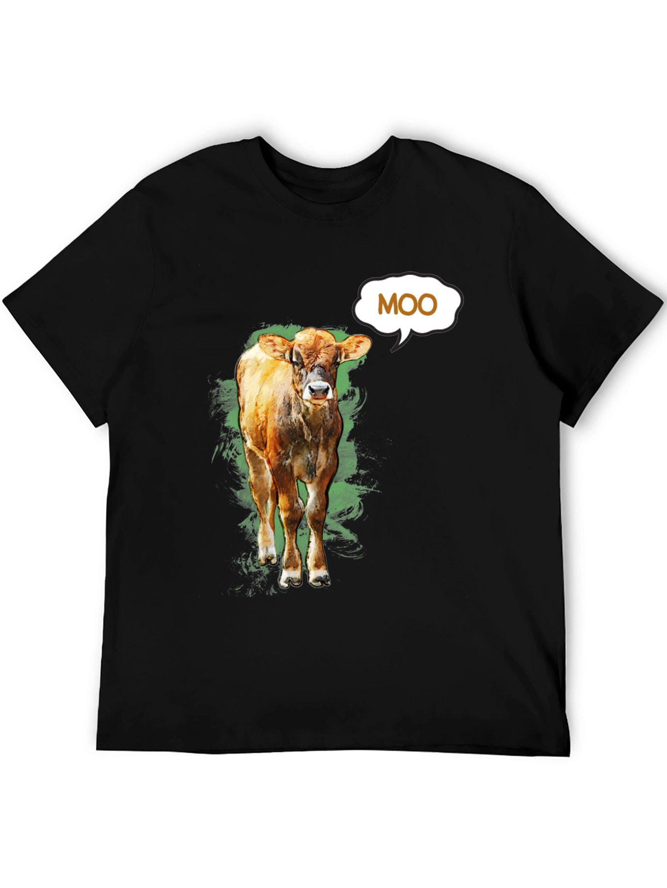 Moo Cow Graphic Tee - Black Cotton T-Shirt