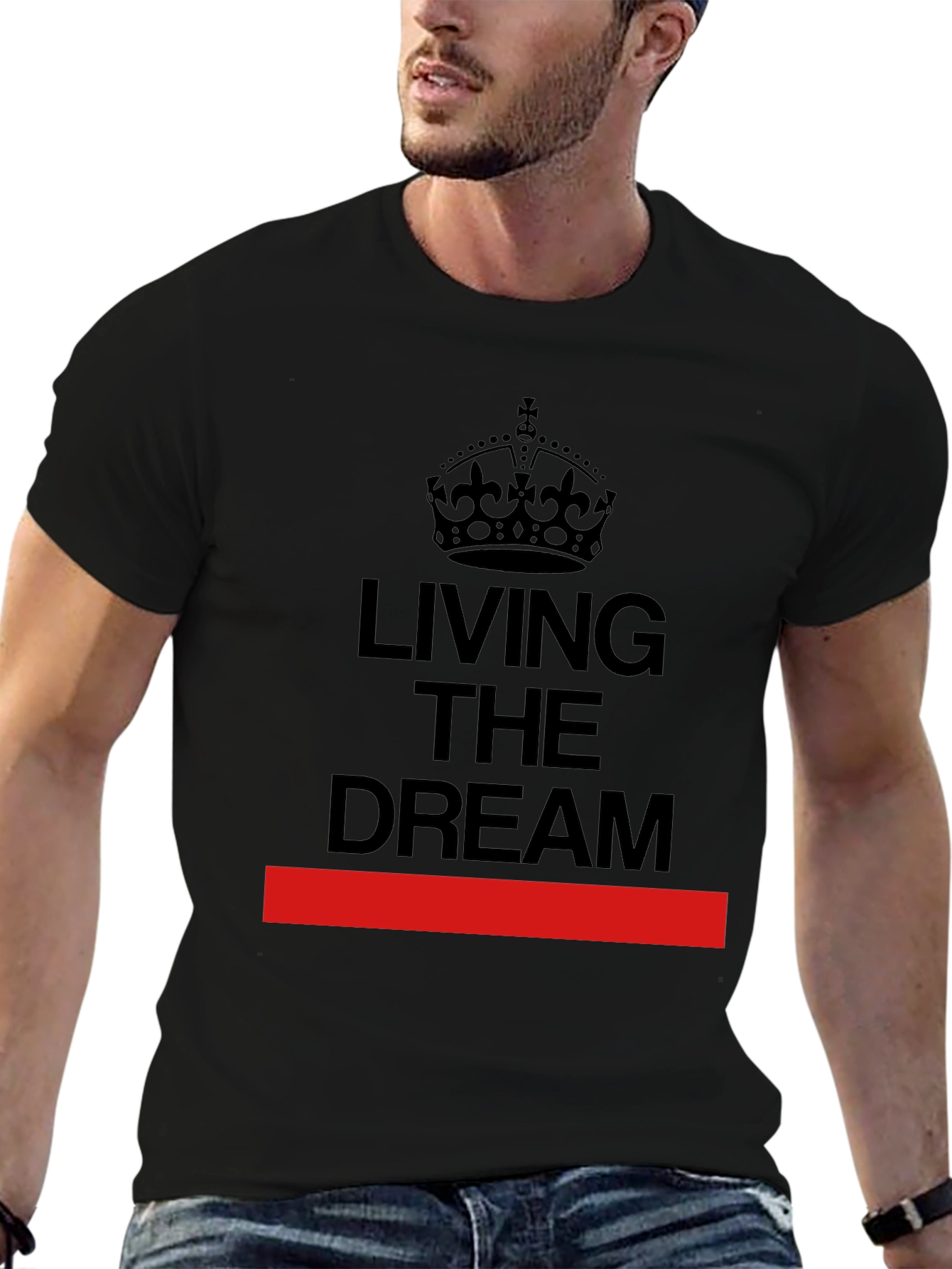 Living The Dream Crown Graphic Black T-Shirt