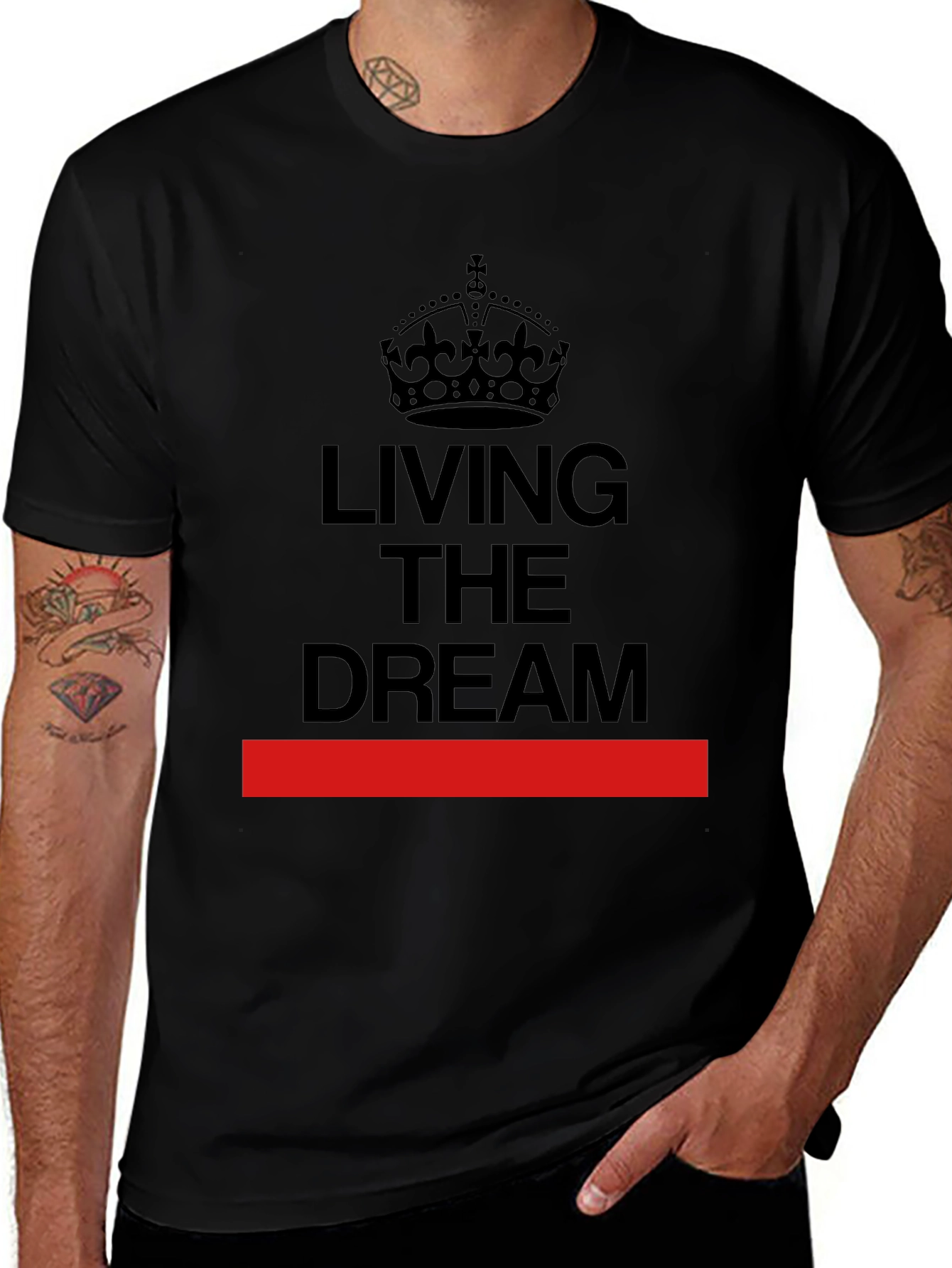 Living The Dream Crown Graphic Black T-Shirt
