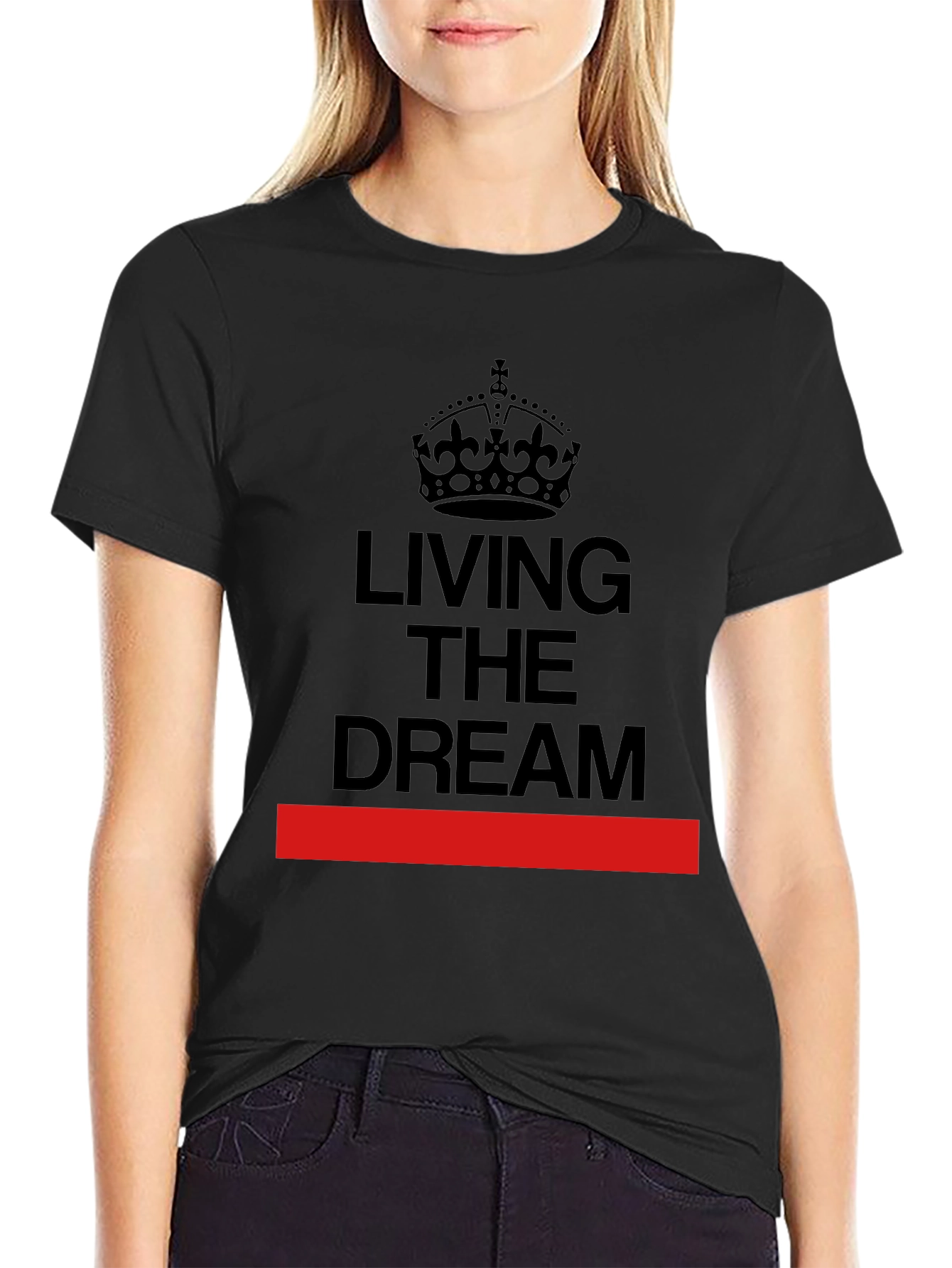 Living The Dream Crown Graphic Black T-Shirt