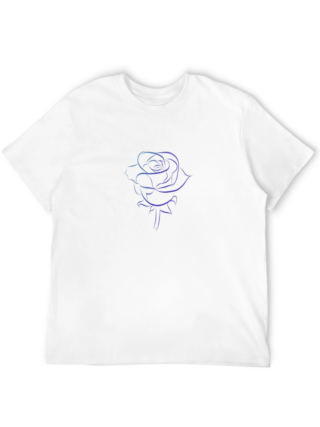 Line Art Rose Black T-Shirt