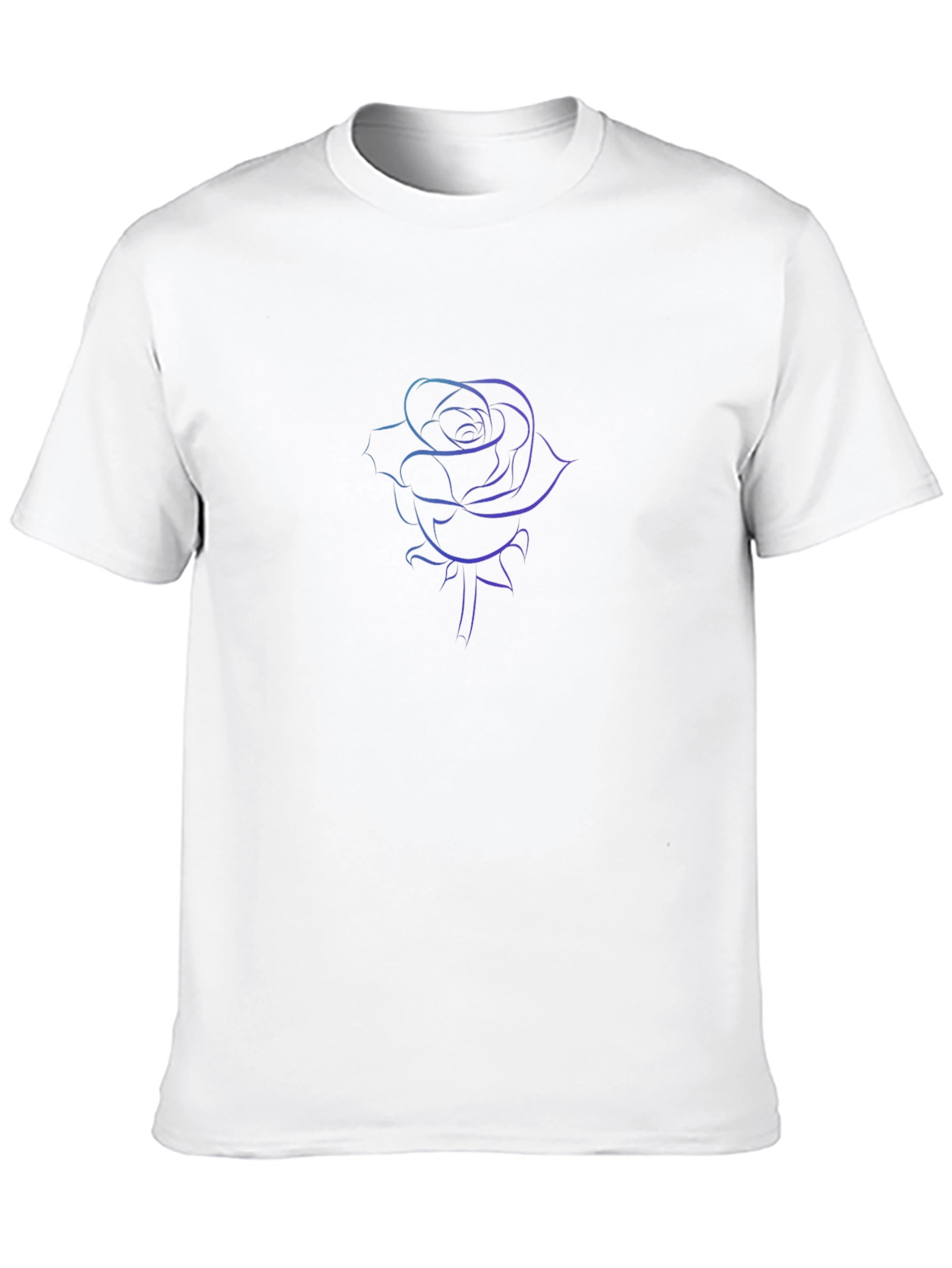 Line Art Rose Black T-Shirt