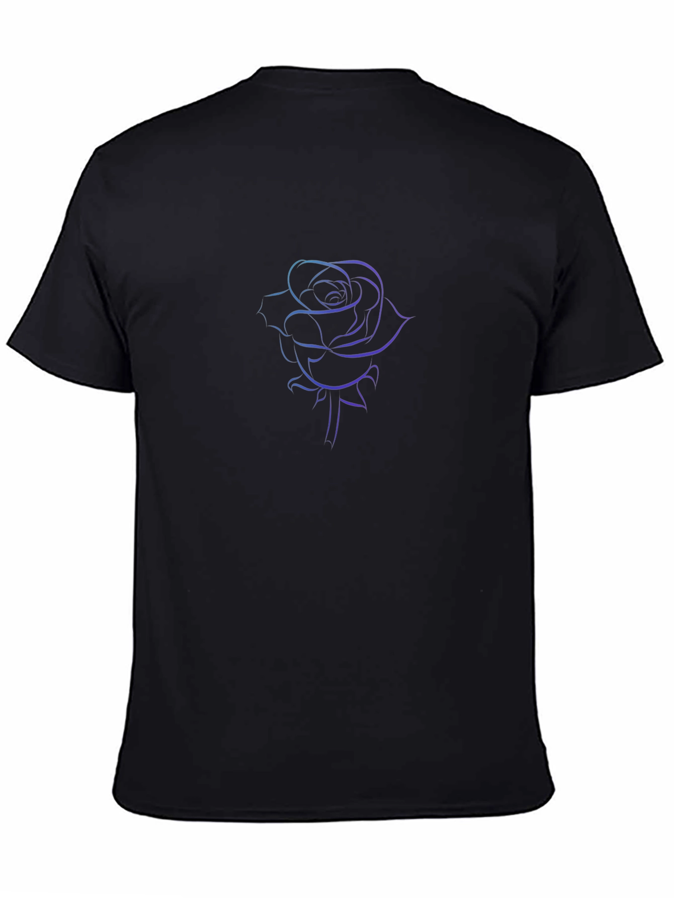 Line Art Rose Black T-Shirt