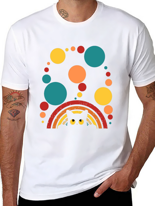 Retro Cat Rainbow T-Shirt - Vintage Style Tee