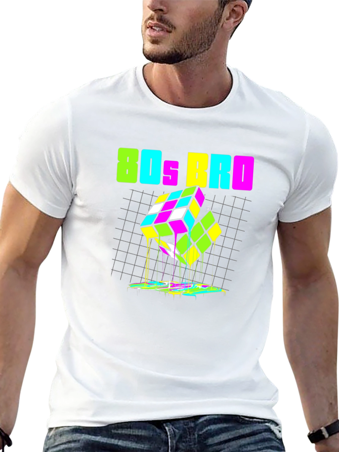80s Bro Rubiks Cube Graphic Tee