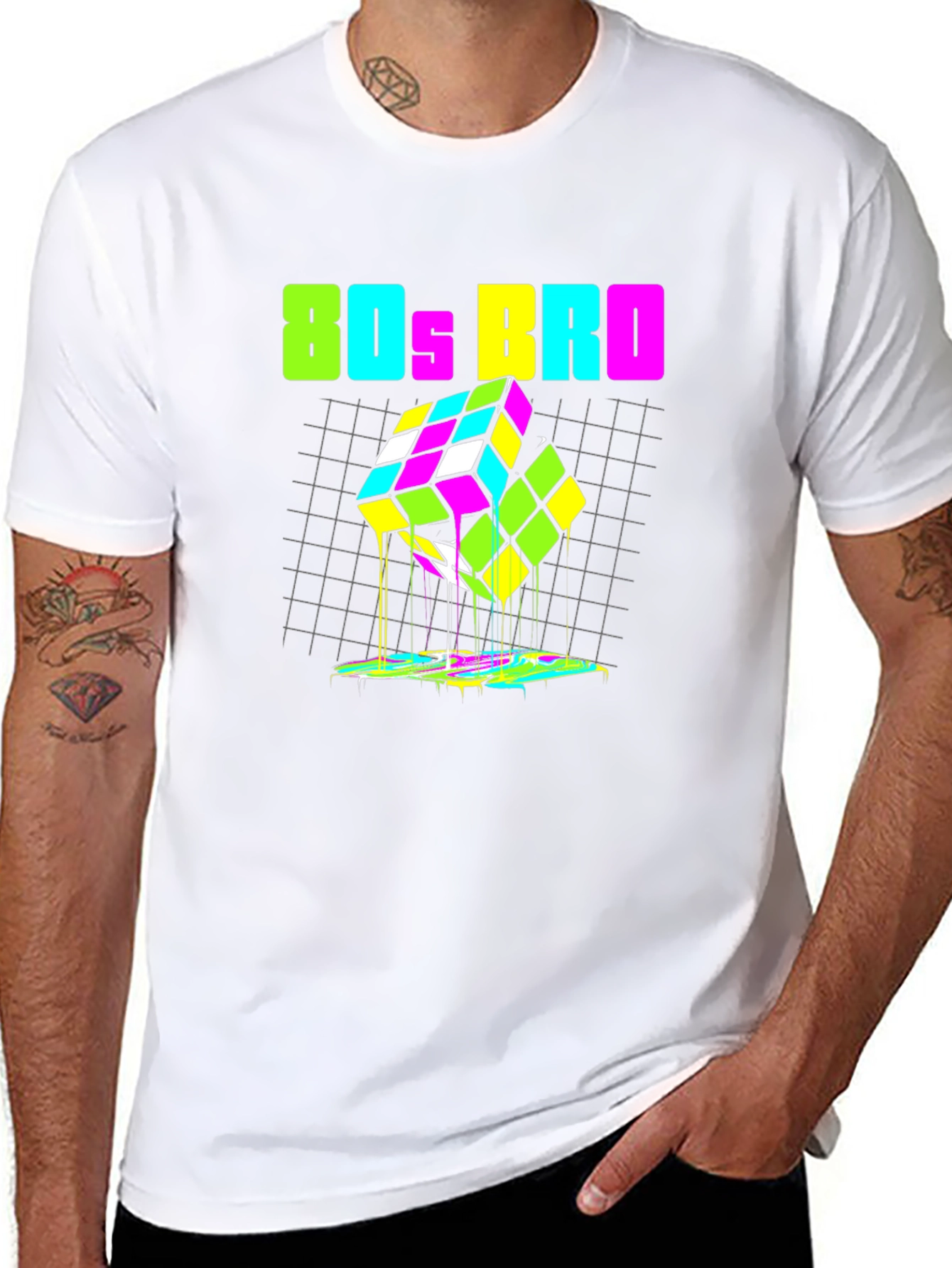 80s Bro Rubiks Cube Graphic Tee