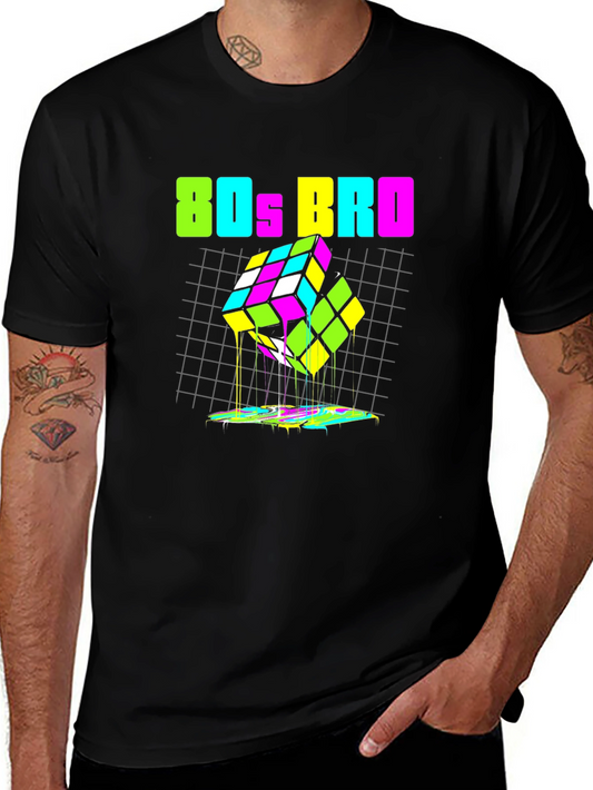 80s Bro Rubiks Cube Graphic Tee