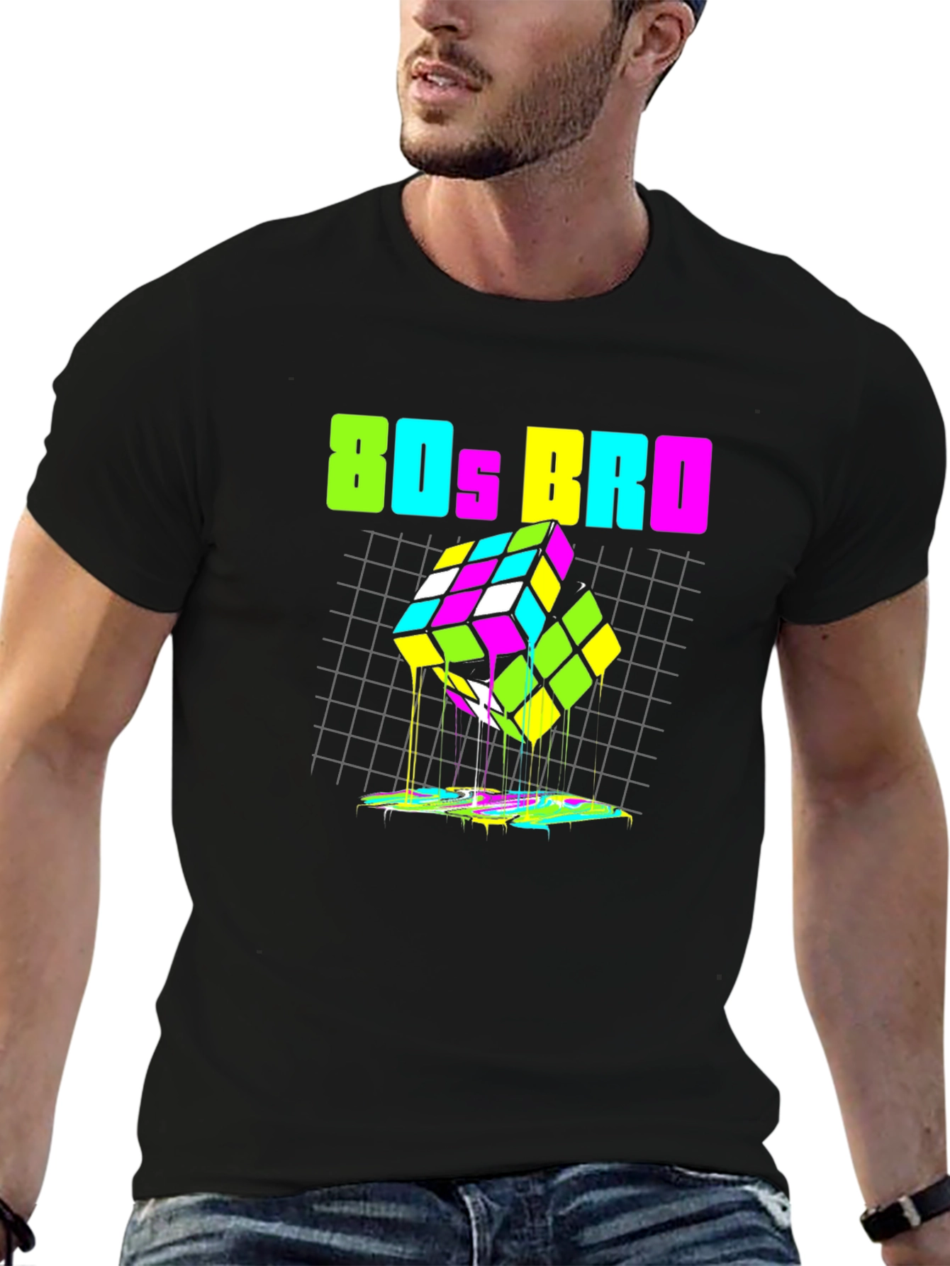80s Bro Rubiks Cube Graphic Tee