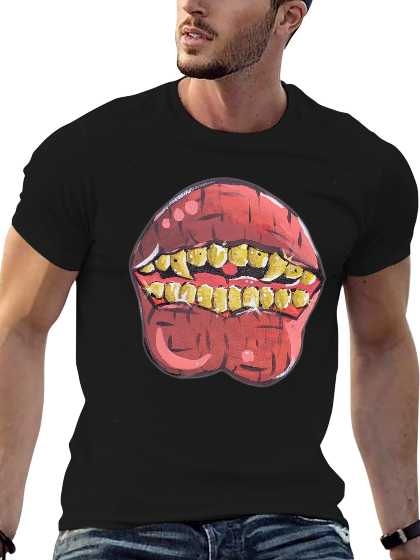 Gross Teeth Graphic T-Shirt Novelty