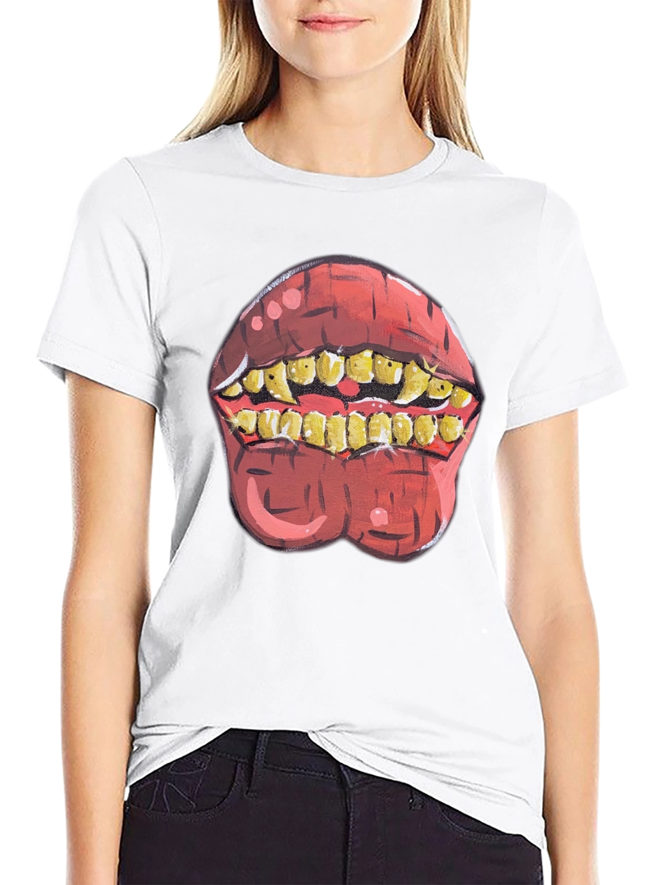 Gross Teeth Graphic T-Shirt Novelty