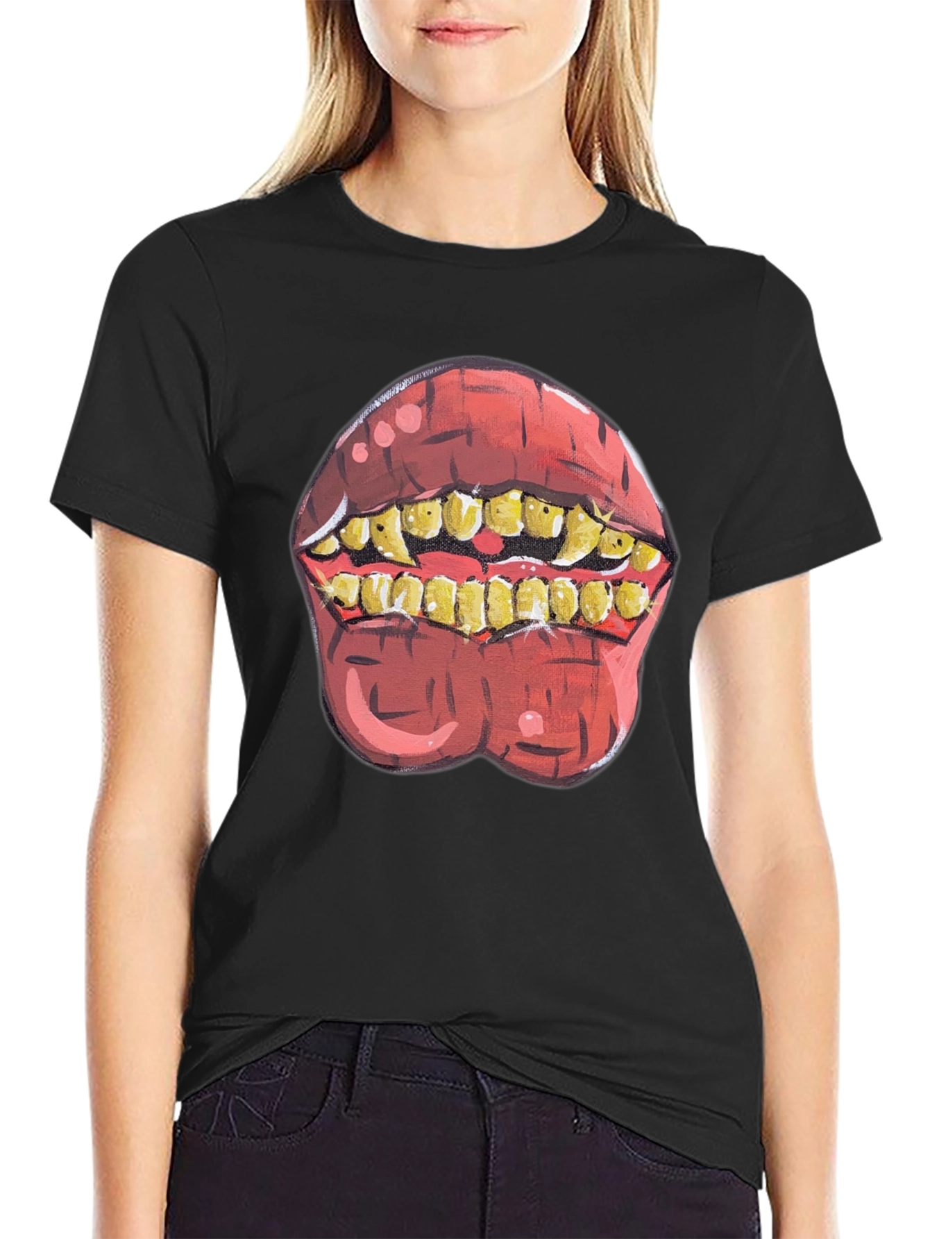 Gross Teeth Graphic T-Shirt Novelty