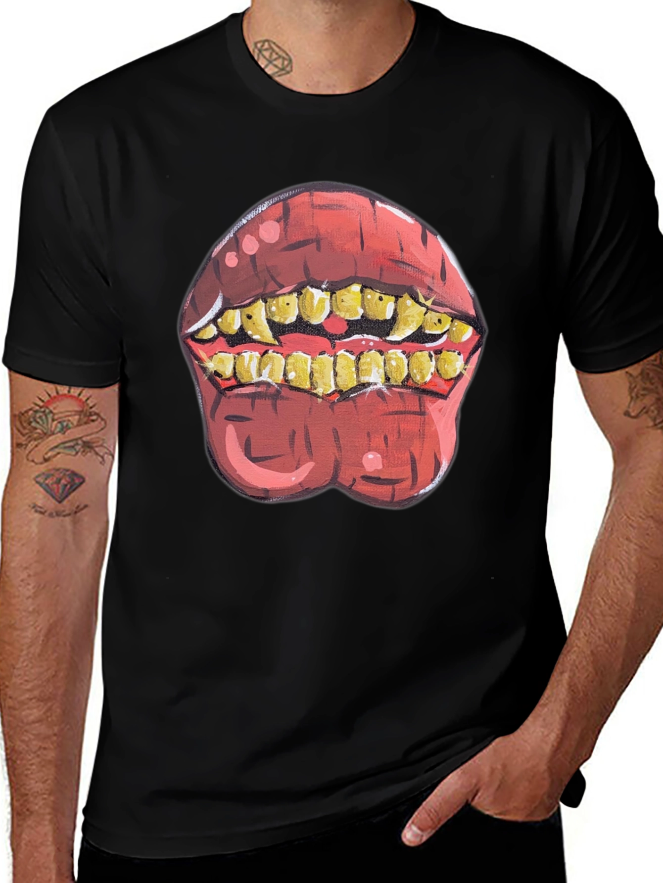 Gross Teeth Graphic T-Shirt Novelty