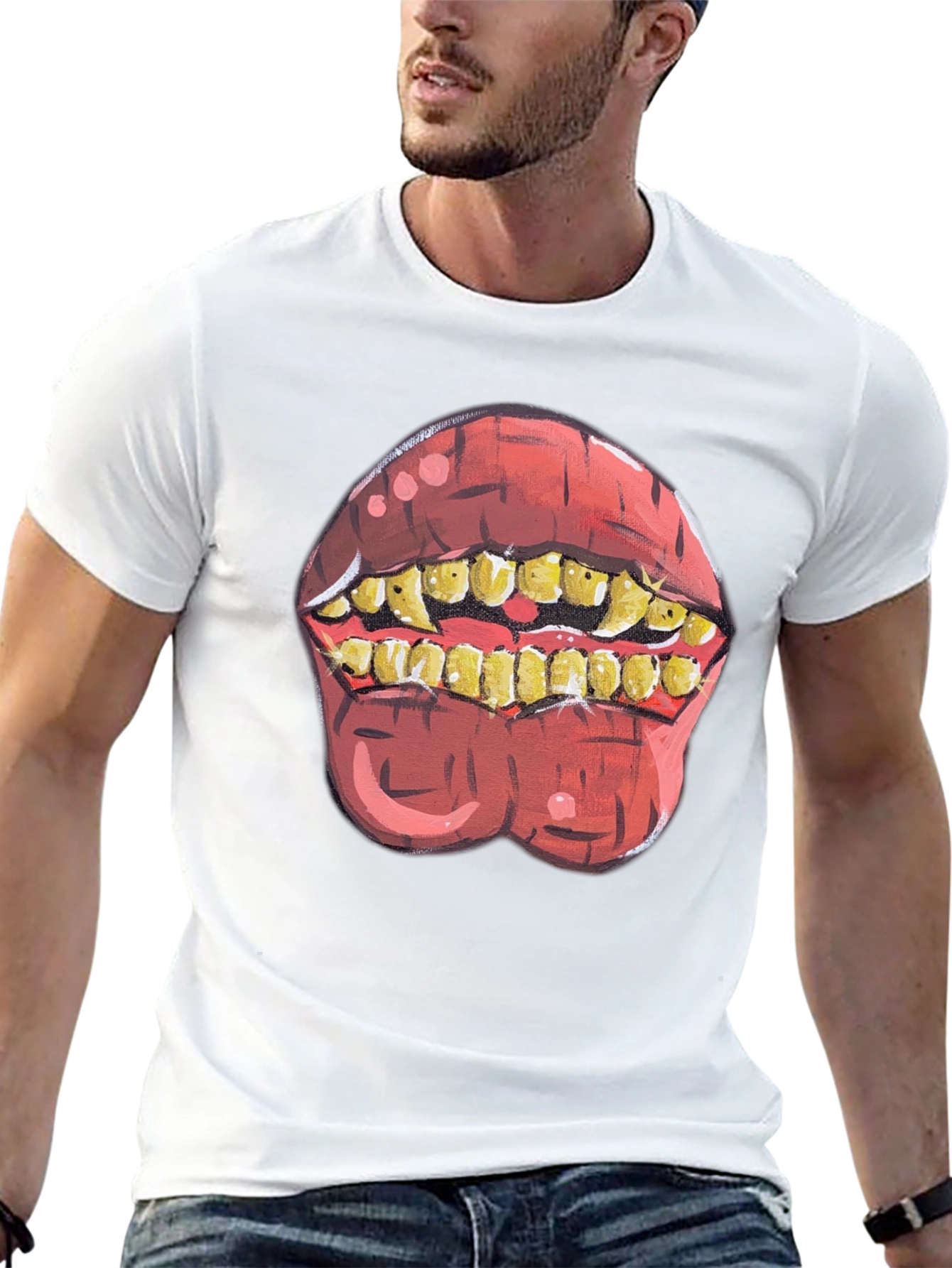 Gross Teeth Graphic T-Shirt Novelty