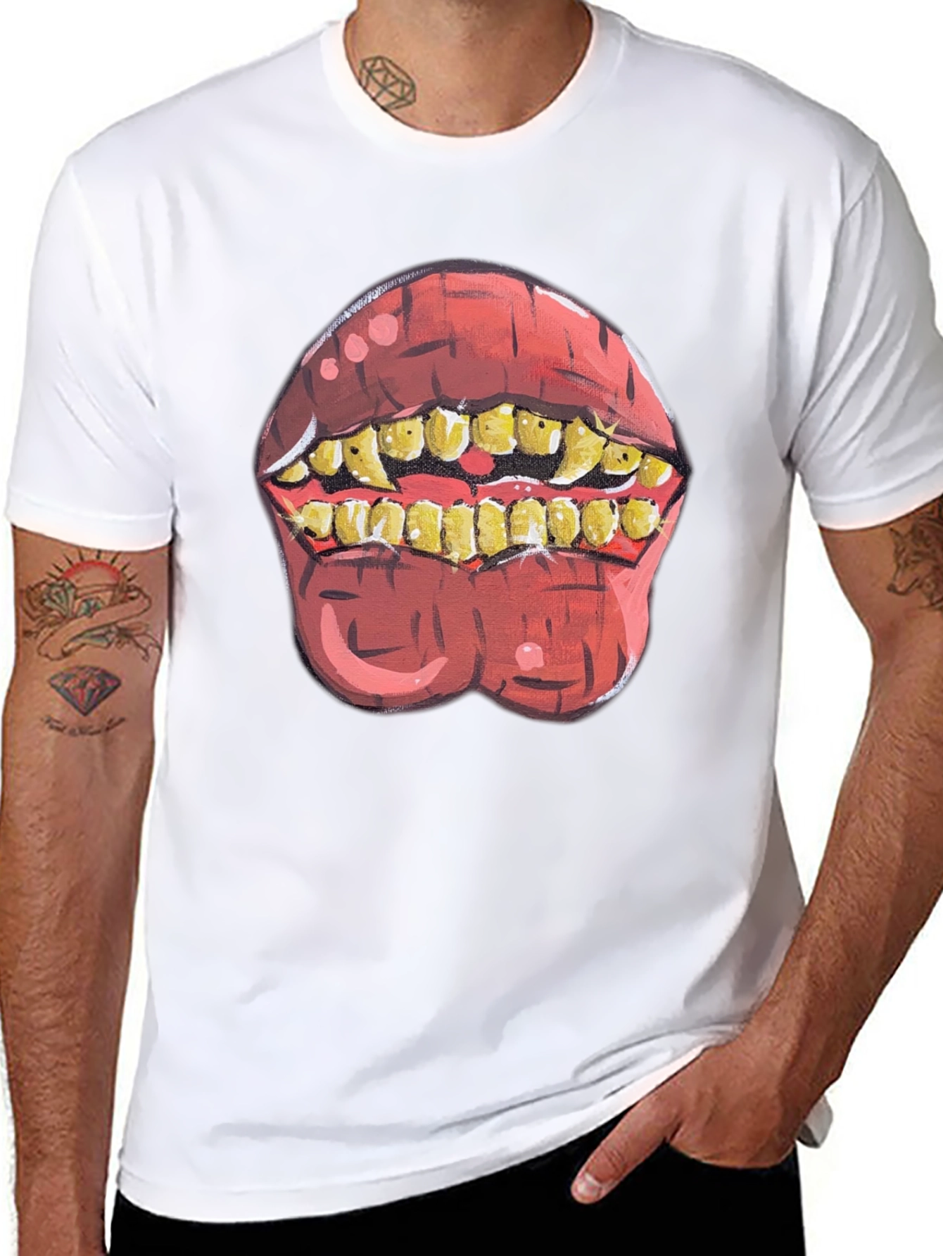 Gross Teeth Graphic T-Shirt Novelty