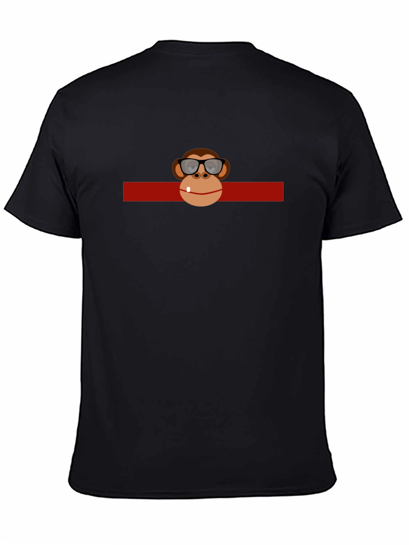Funny Monkey in Glasses Graphic Black T-Shirt