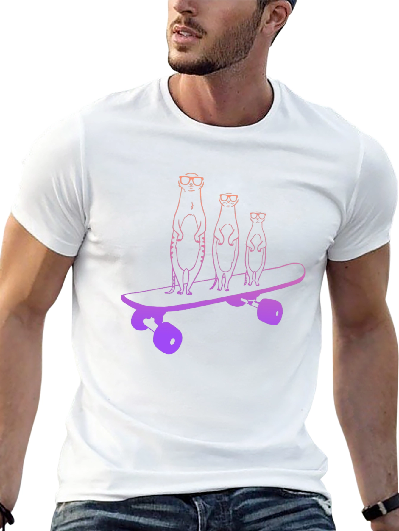 Meerkat Skateboard Black T-Shirt
