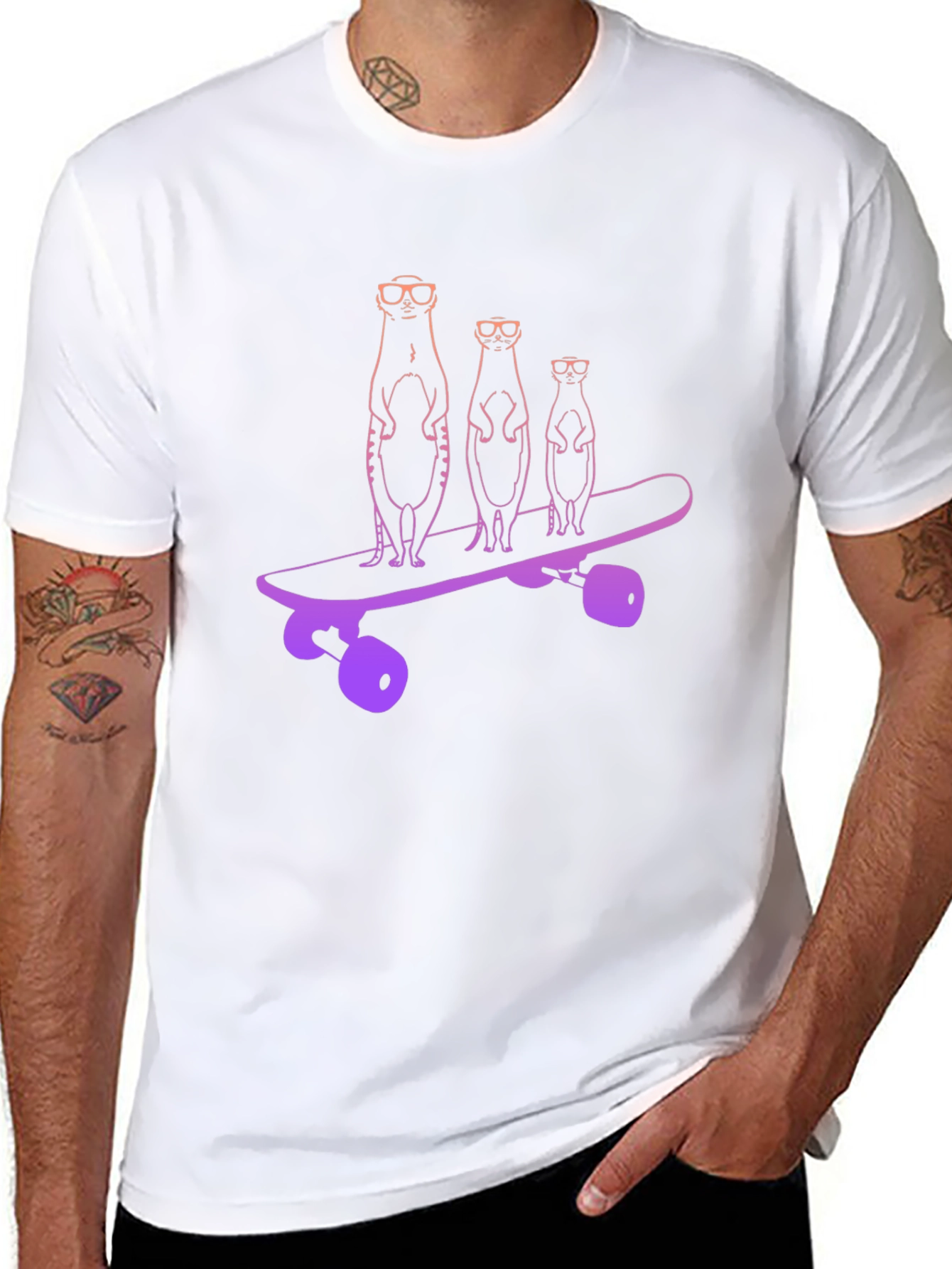 Meerkat Skateboard Black T-Shirt