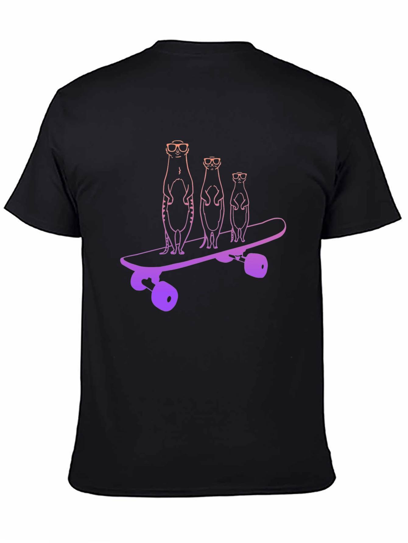 Meerkat Skateboard Black T-Shirt