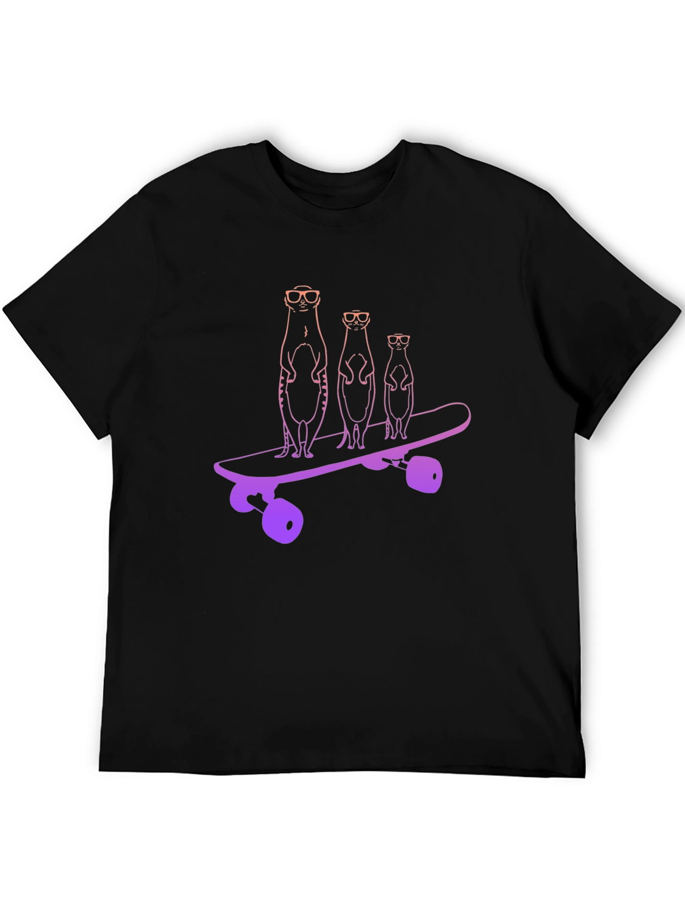 Meerkat Skateboard Black T-Shirt