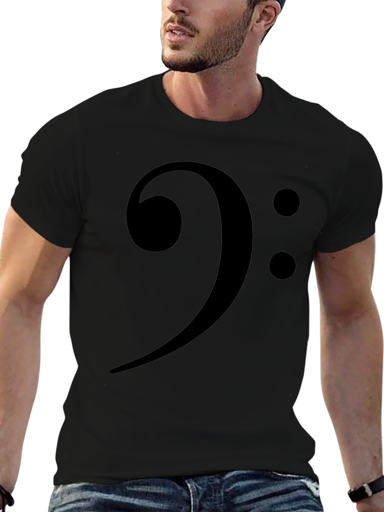 Bass Clef Black T-Shirt Music Lover