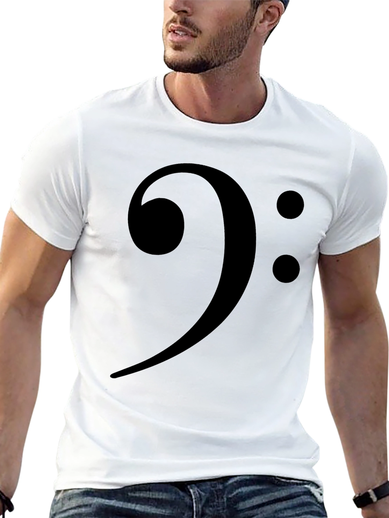 Bass Clef Black T-Shirt Music Lover