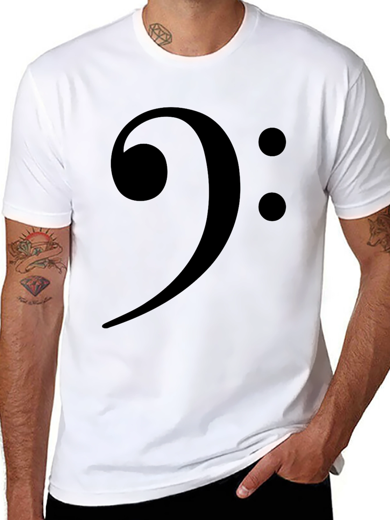 Bass Clef Black T-Shirt Music Lover