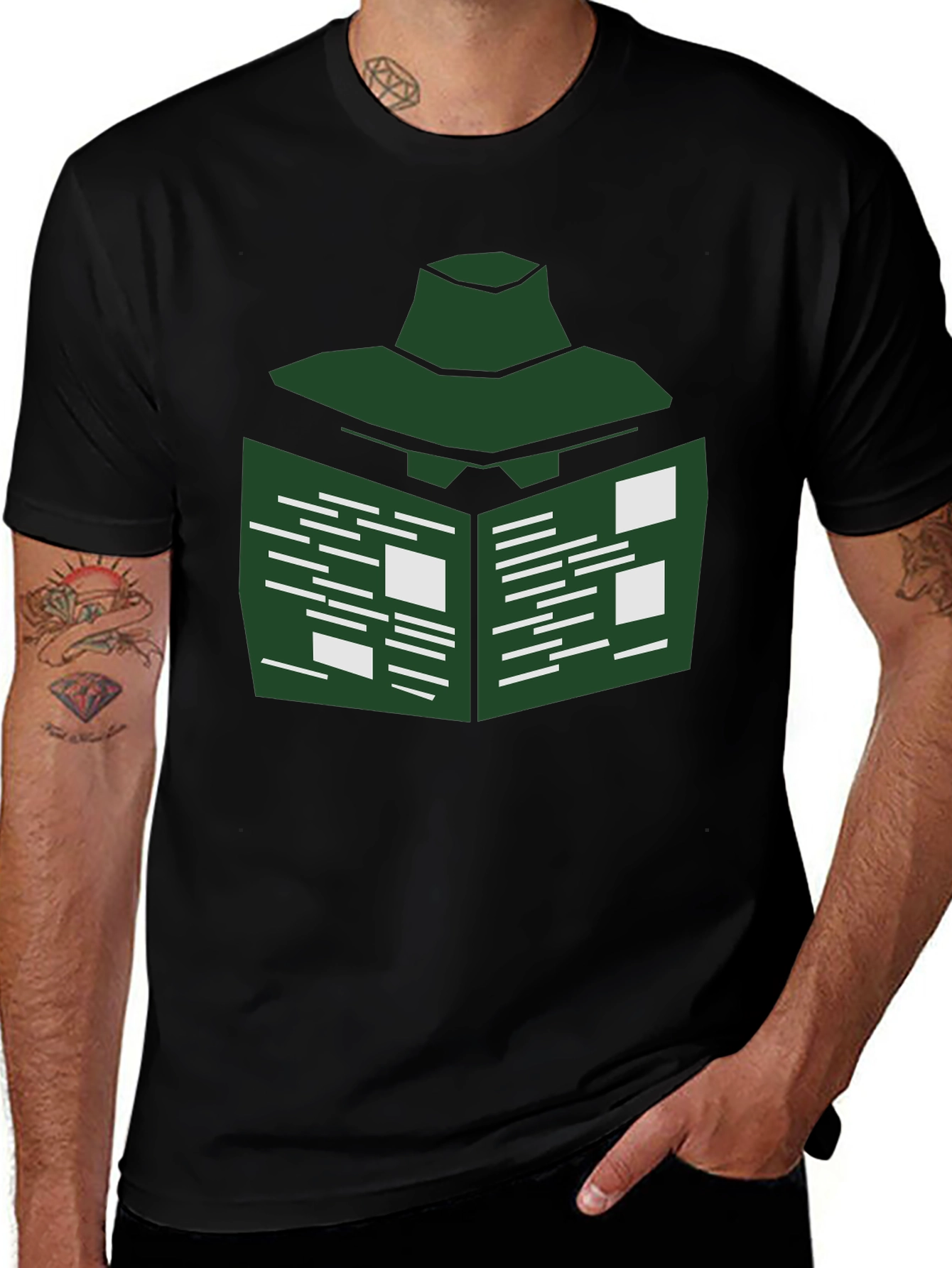 Abstract Green Book T-Shirt - Modern Design