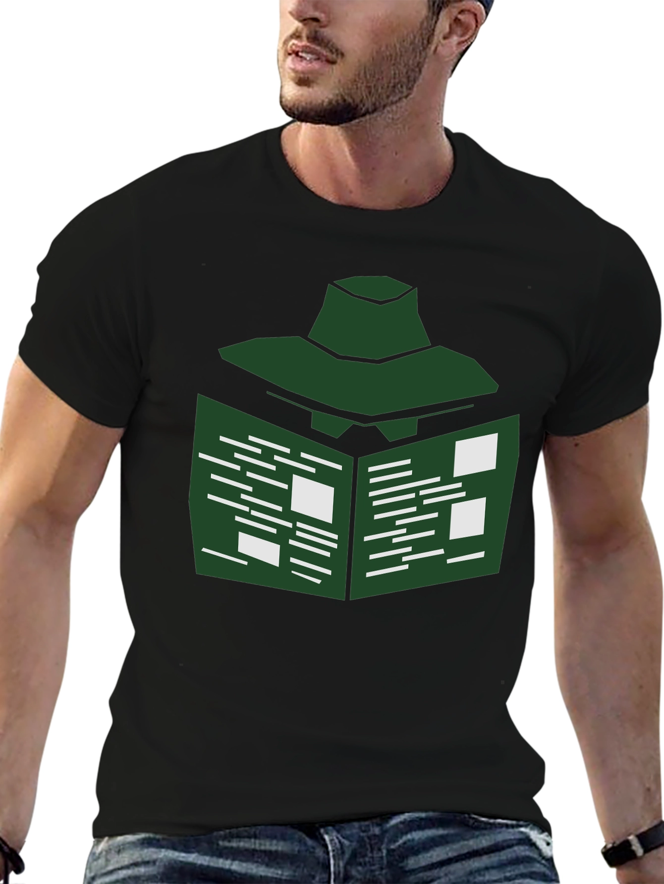 Abstract Green Book T-Shirt - Modern Design