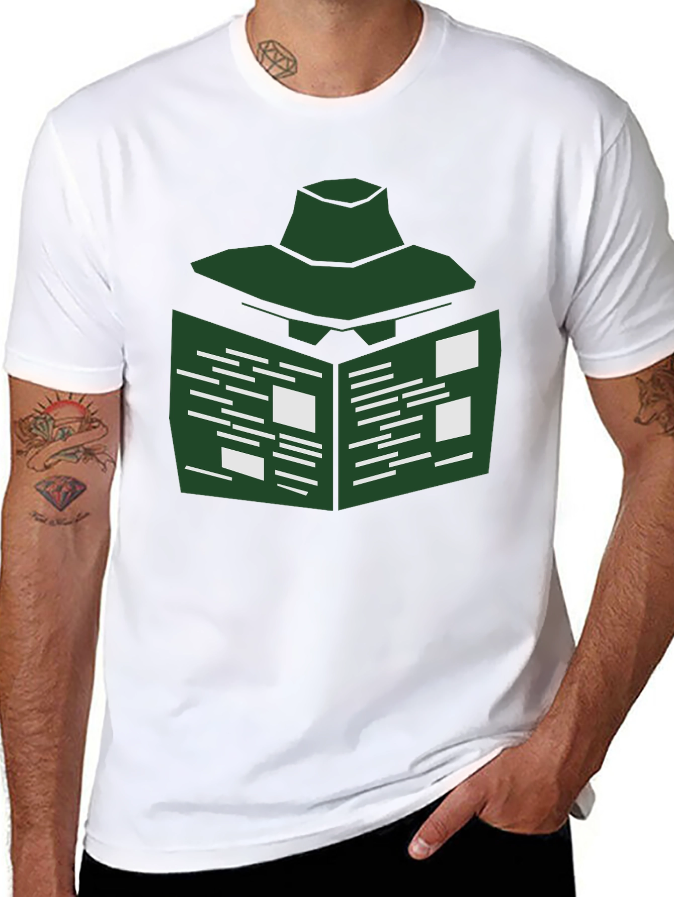 Abstract Green Book T-Shirt - Modern Design