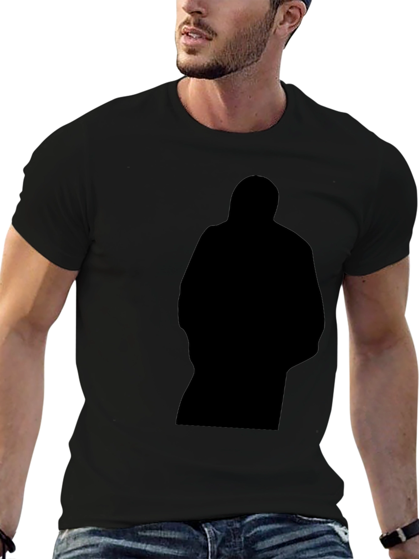 Mens Black Graphic T-Shirt - Silhouette Design
