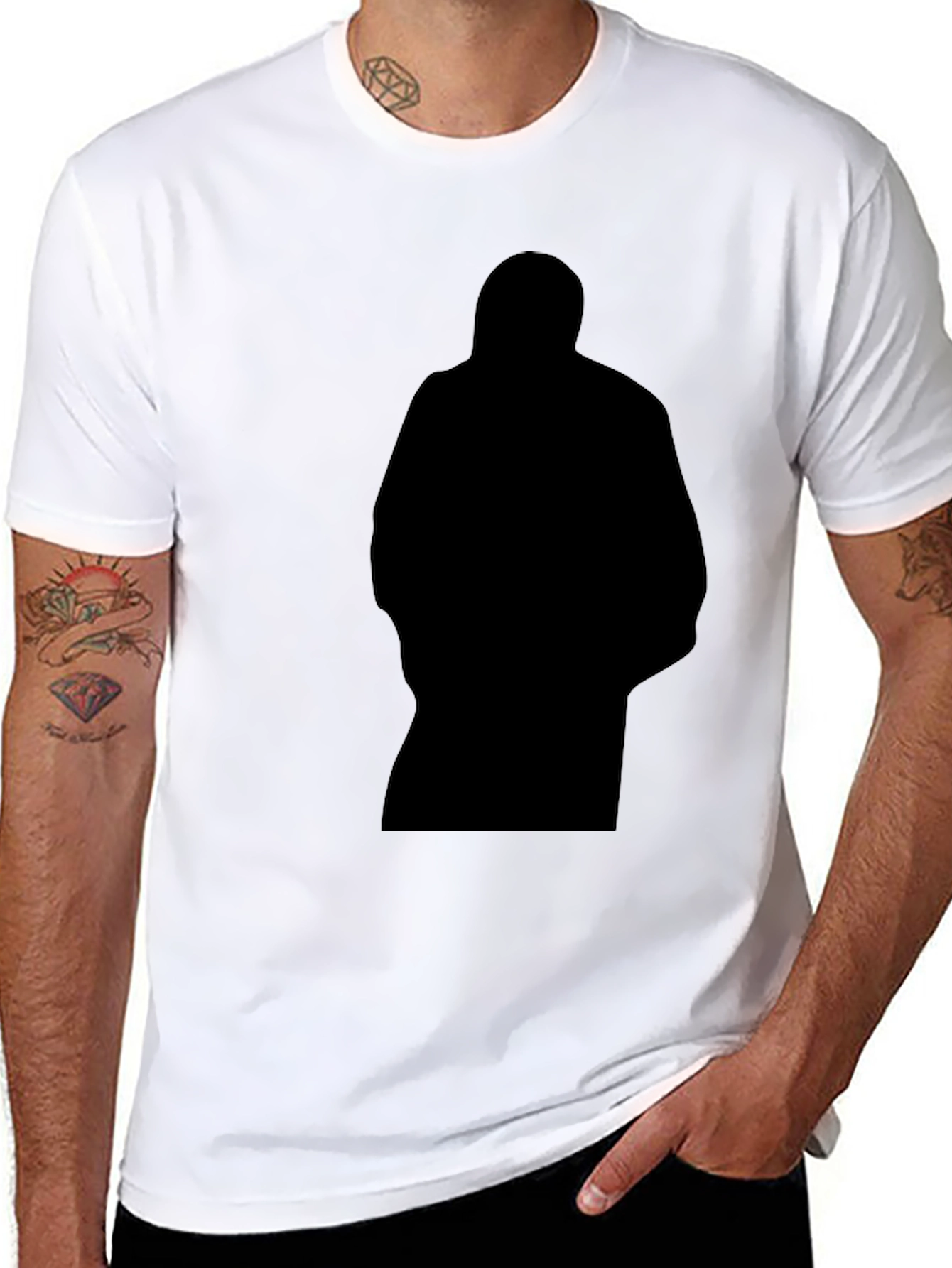 Mens Black Graphic T-Shirt - Silhouette Design