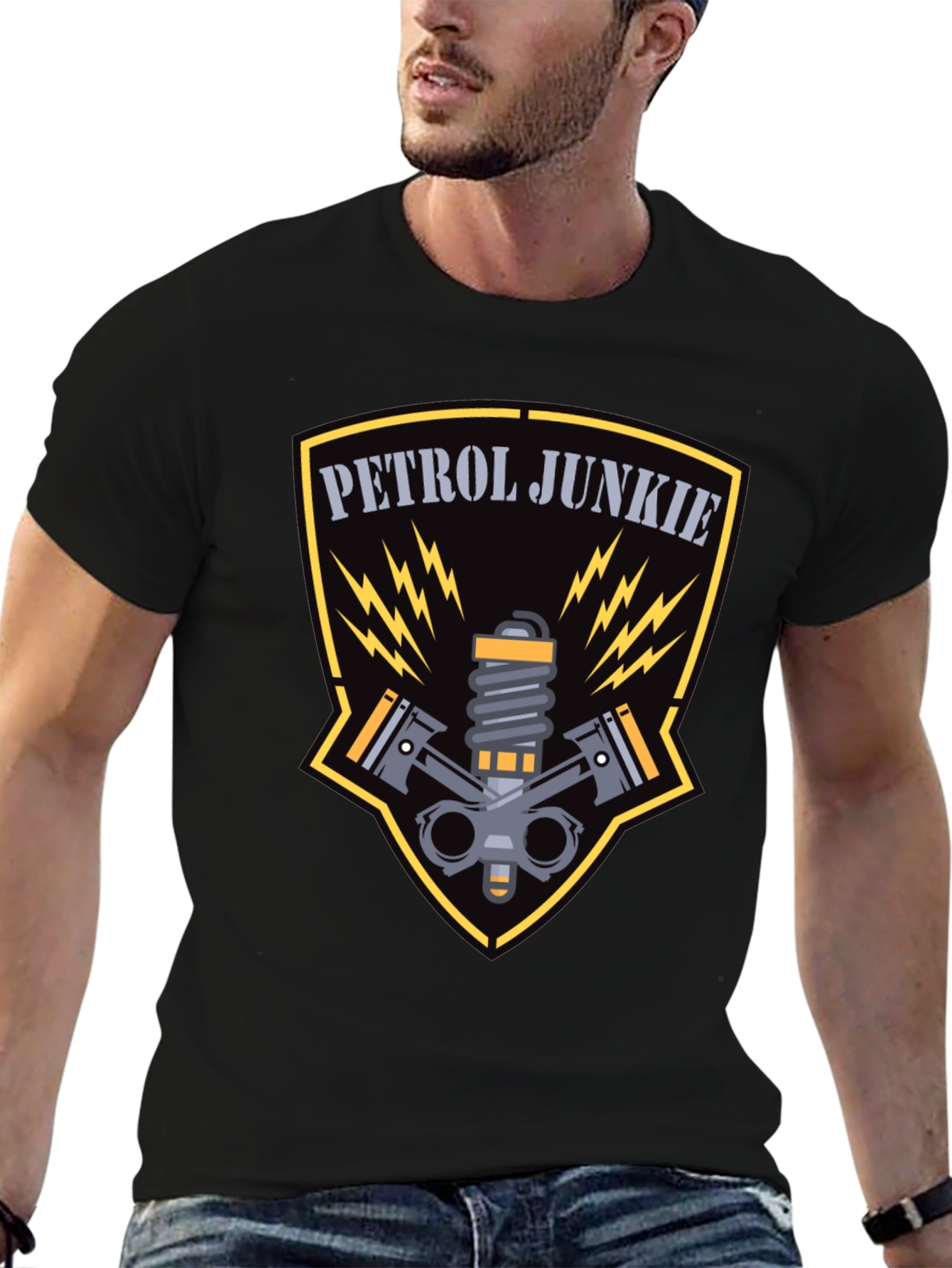 Petrol Junkie Graphic Tee - Black Cotton T-Shirt