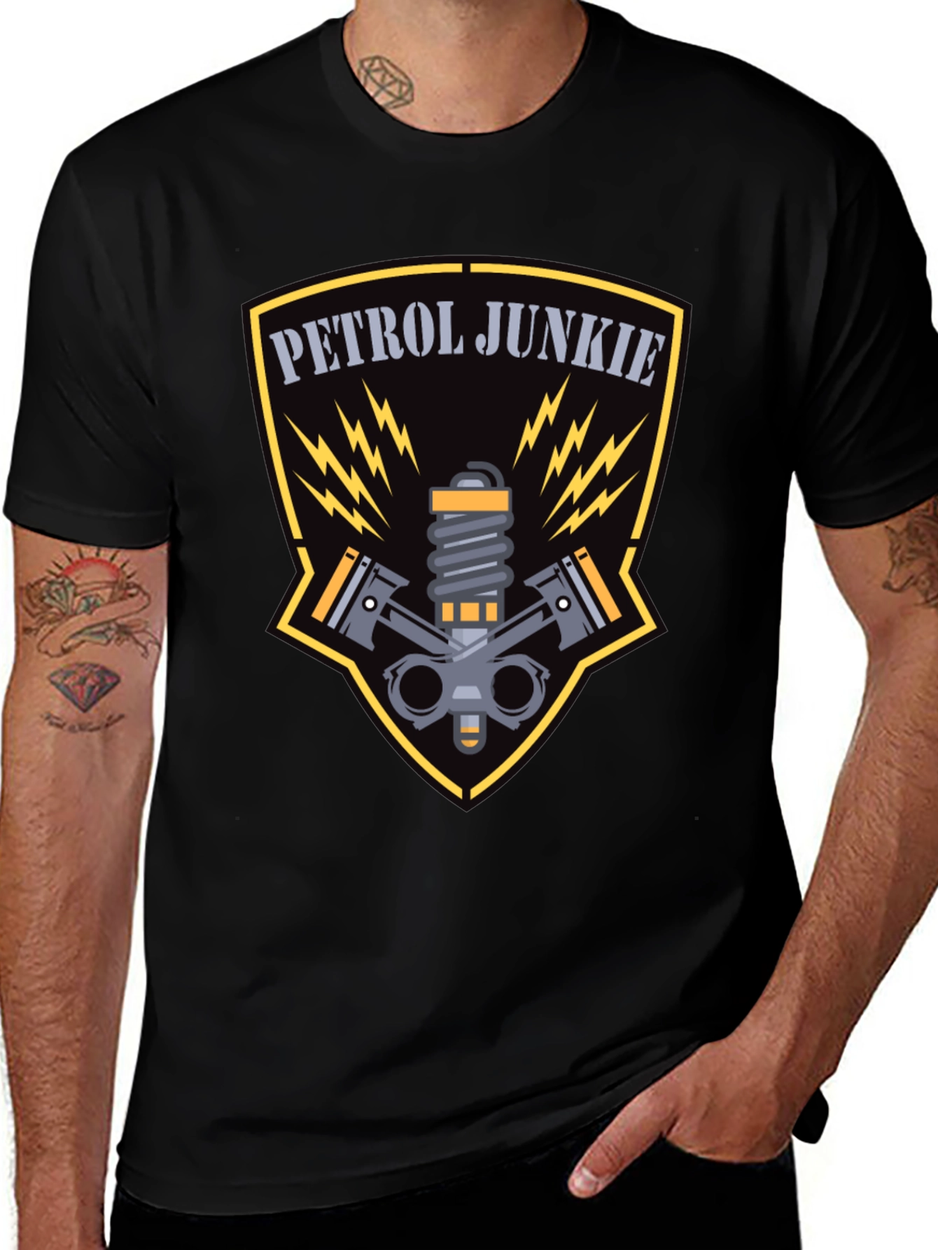 Petrol Junkie Graphic Tee - Black Cotton T-Shirt