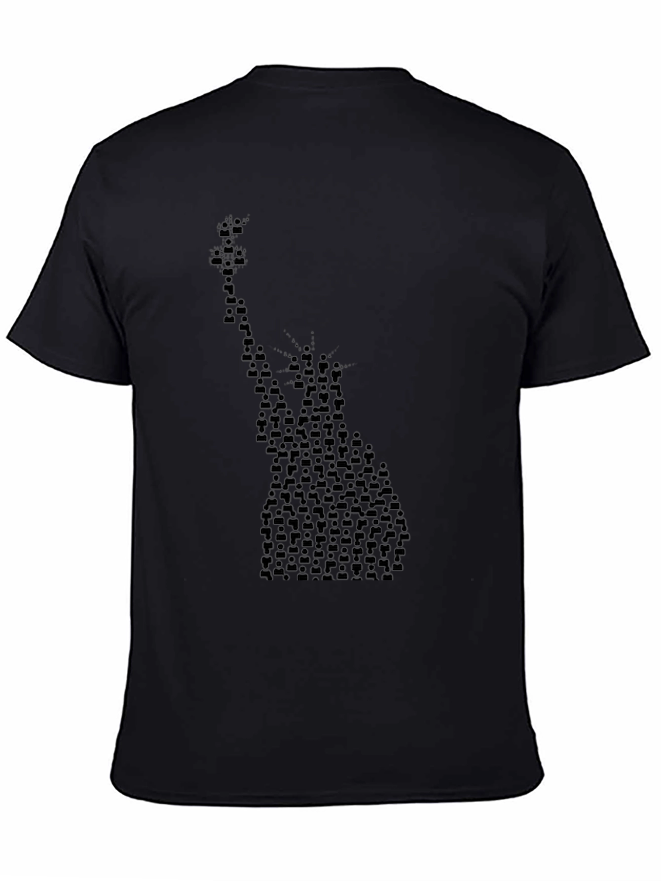 Statue of Liberty Crowd Graphic Black T-Shirt