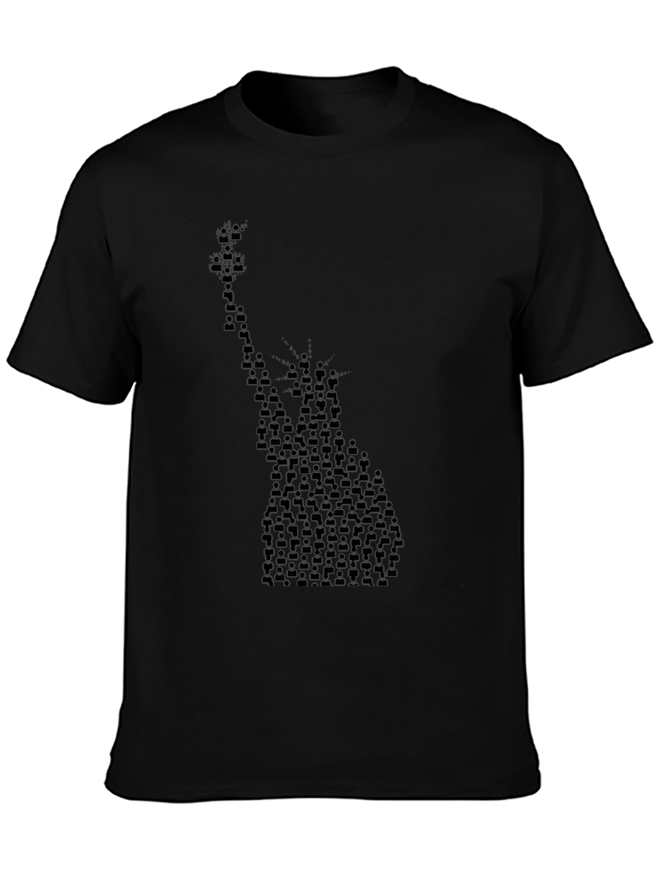 Statue of Liberty Crowd Graphic Black T-Shirt