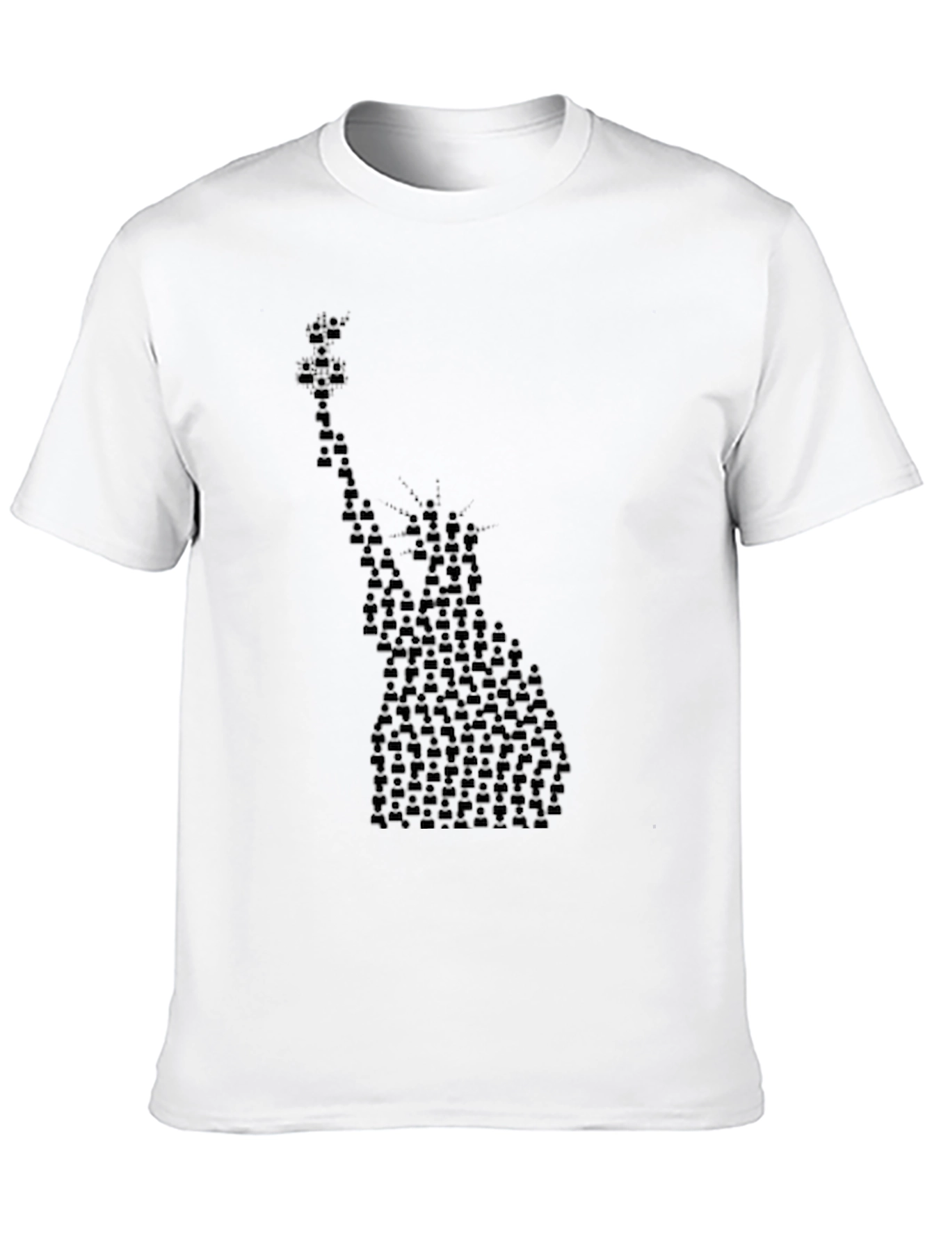 Statue of Liberty Crowd Graphic Black T-Shirt