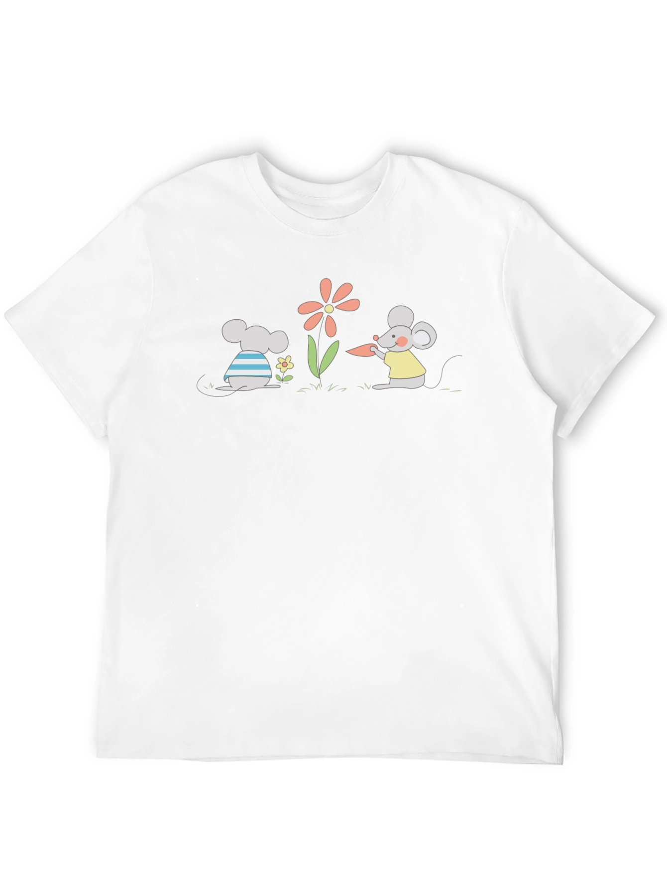 Cartoon Mice Garden Black T-Shirt