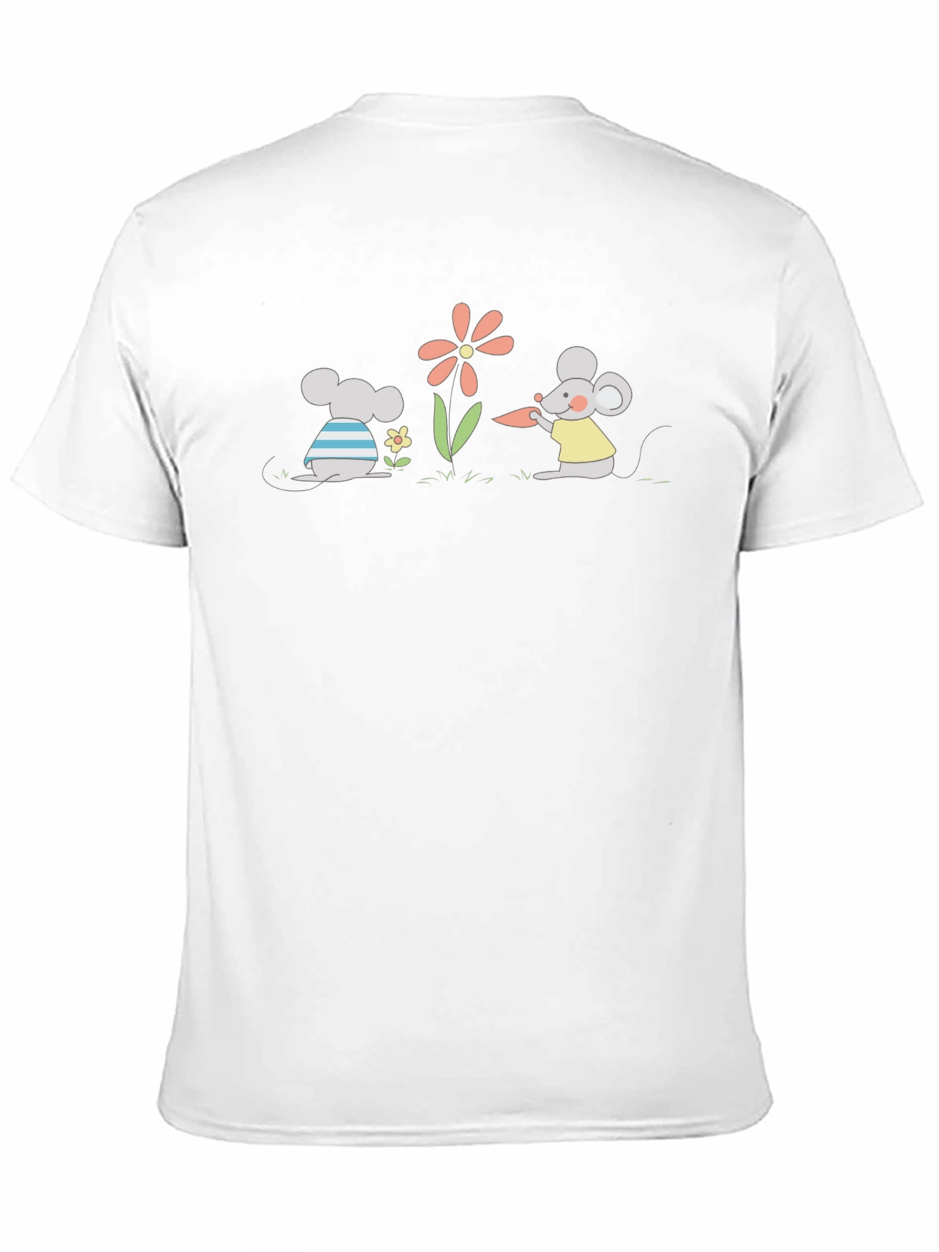Cartoon Mice Garden Black T-Shirt