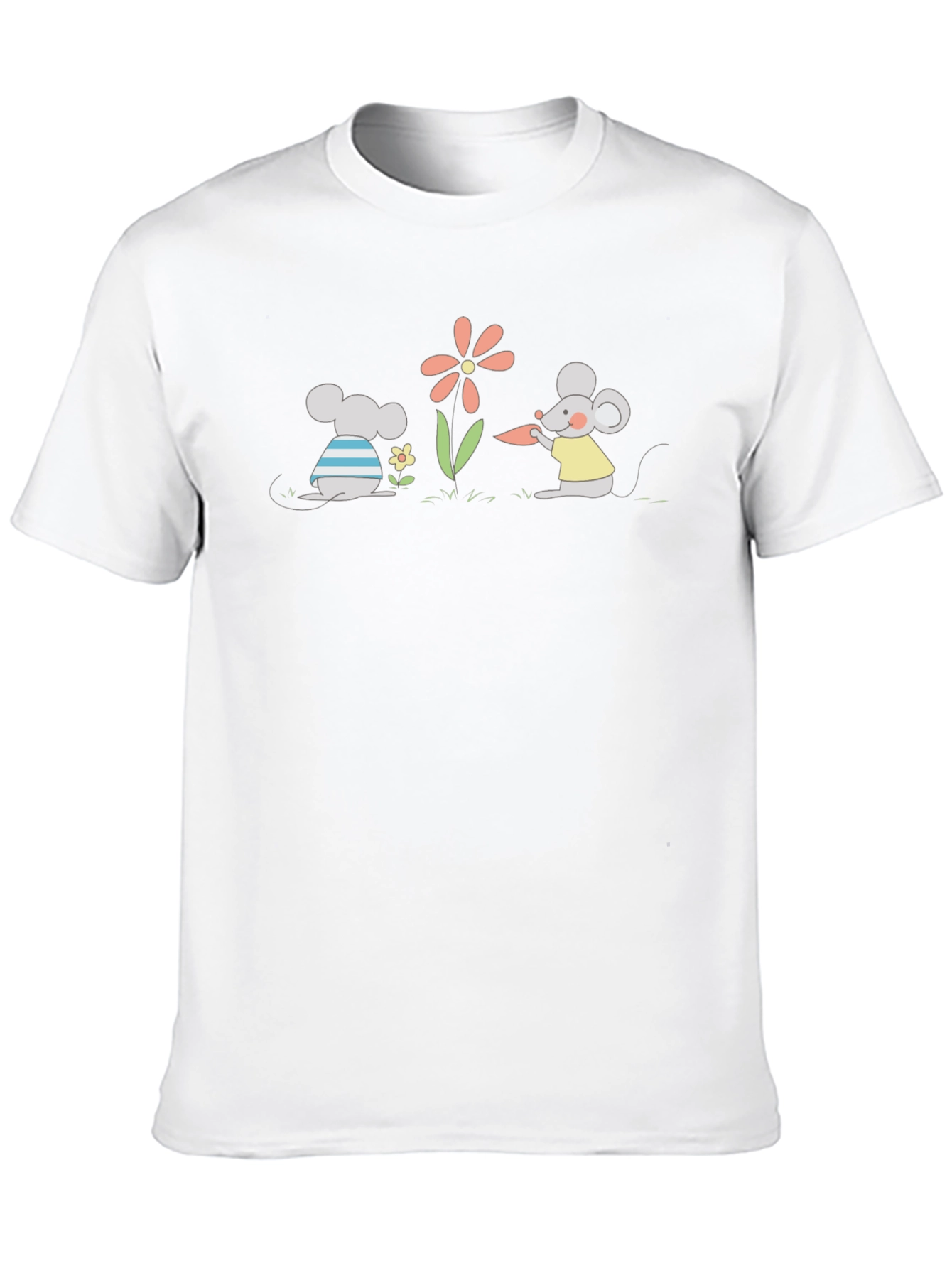 Cartoon Mice Garden Black T-Shirt