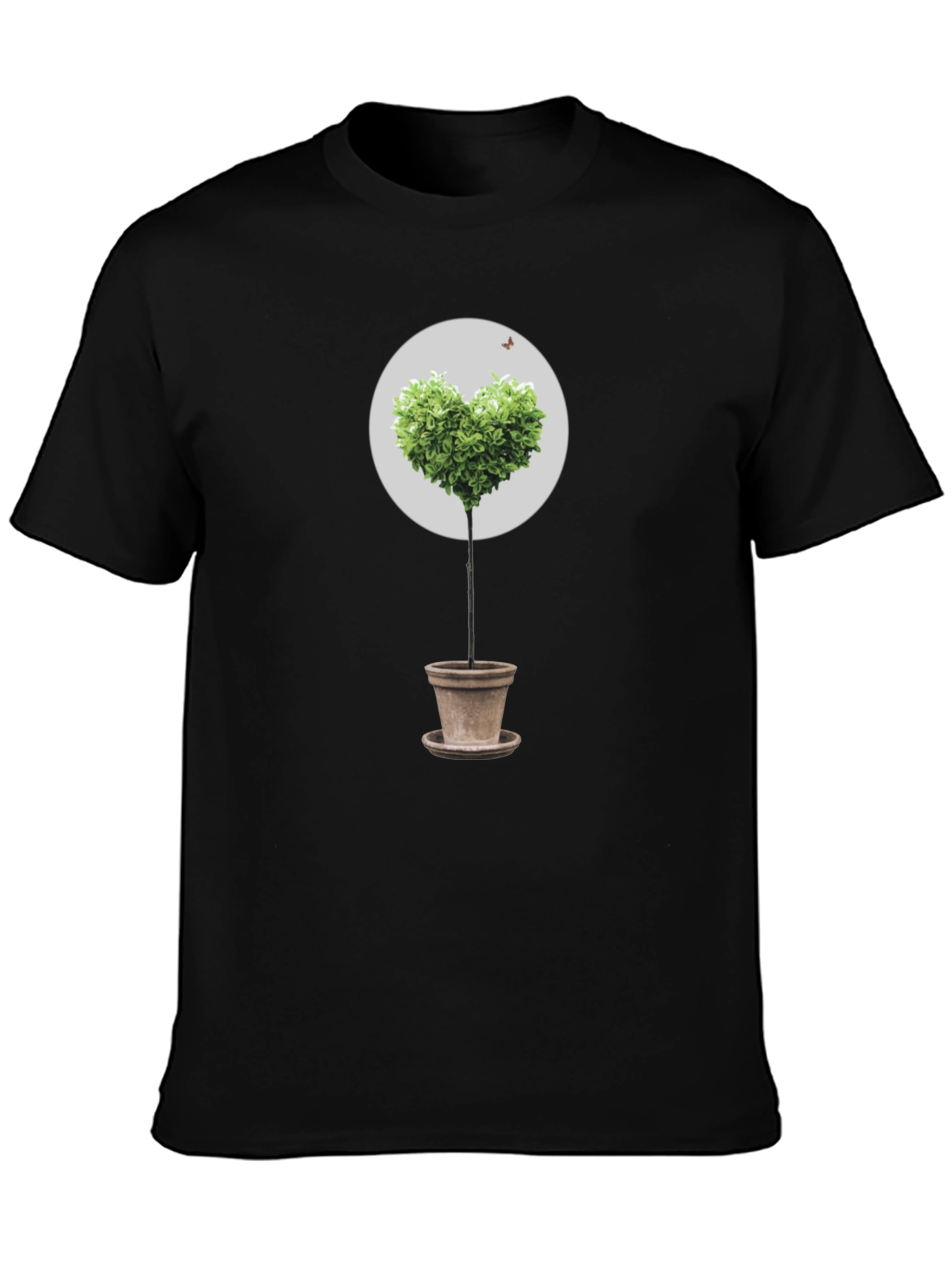 Heart Tree Graphic Tee - Black Cotton T-Shirt