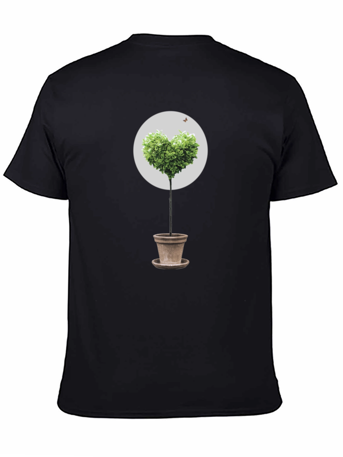 Heart Tree Graphic Tee - Black Cotton T-Shirt