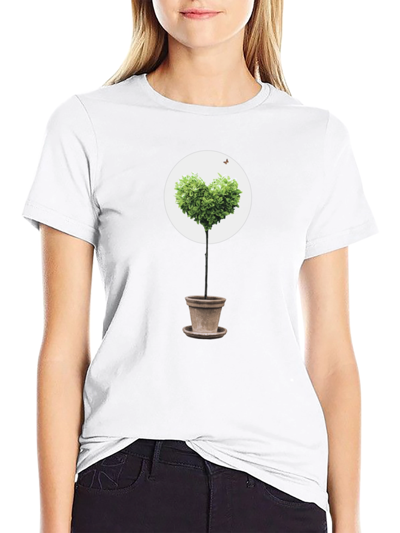 Heart Tree Graphic Tee - Black Cotton T-Shirt
